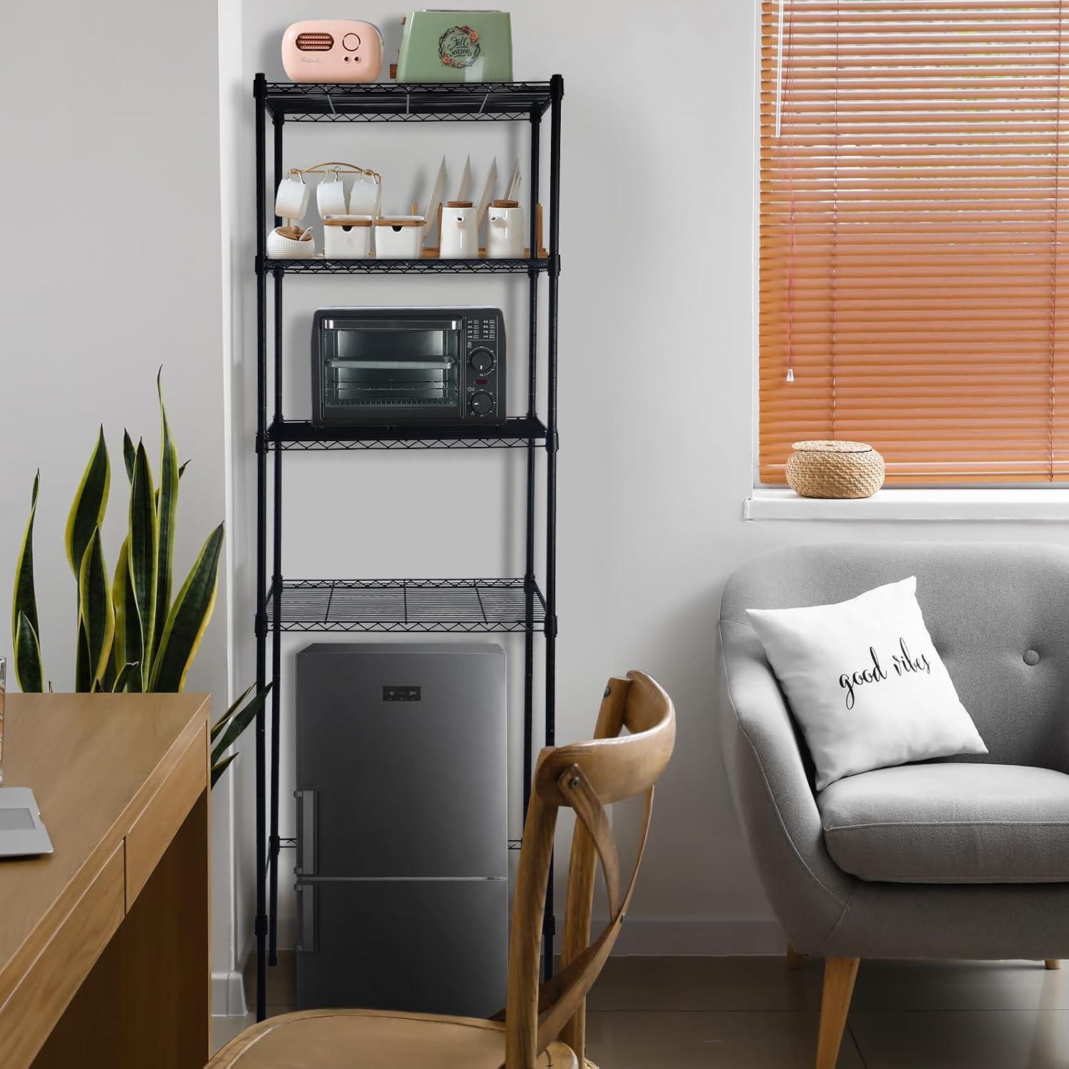 Soporte Organizador Huwena para Mini Nevera 4 Niveles Negro