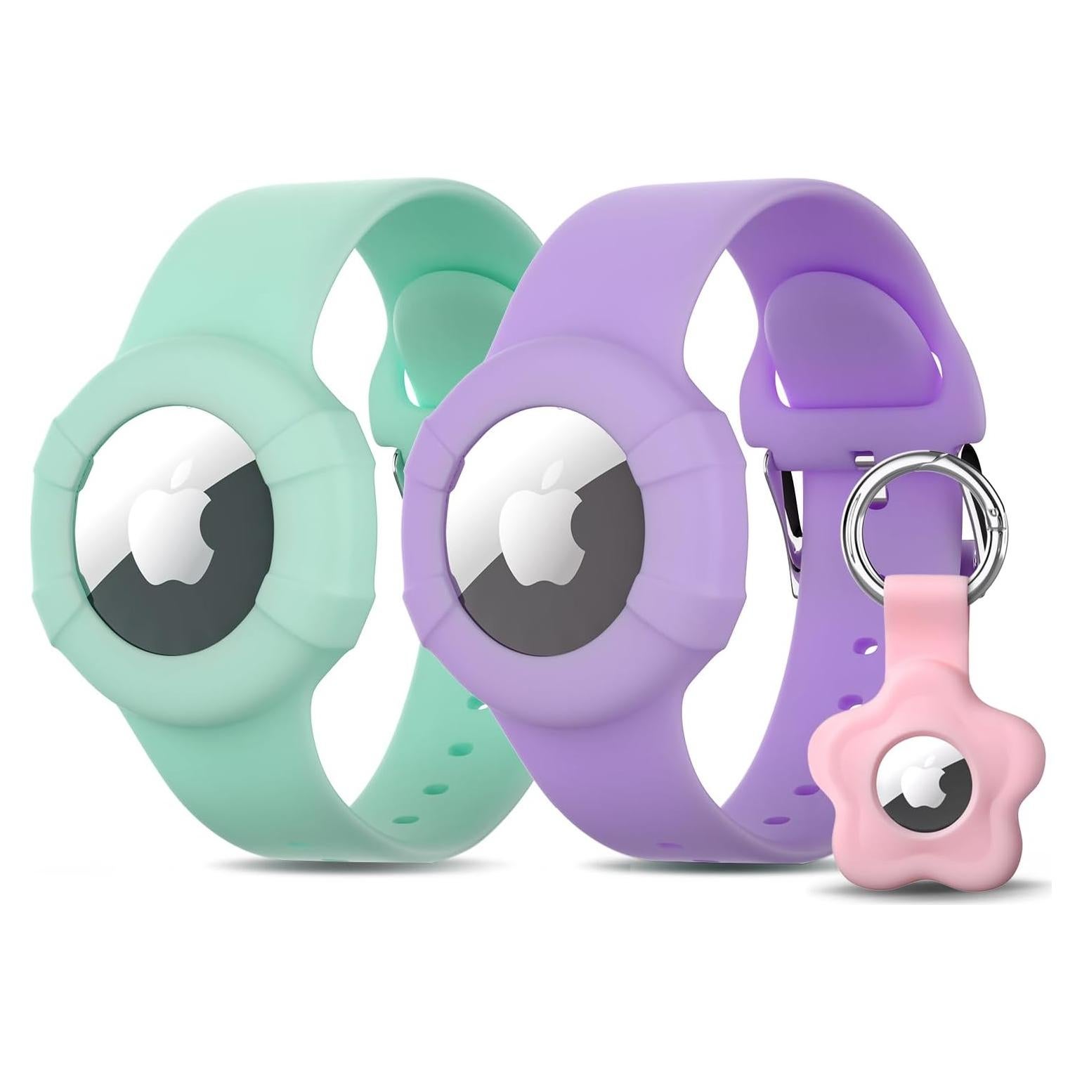 Pulseras ARTACHE para AirTag Niños Silicona Verde/Púrpura