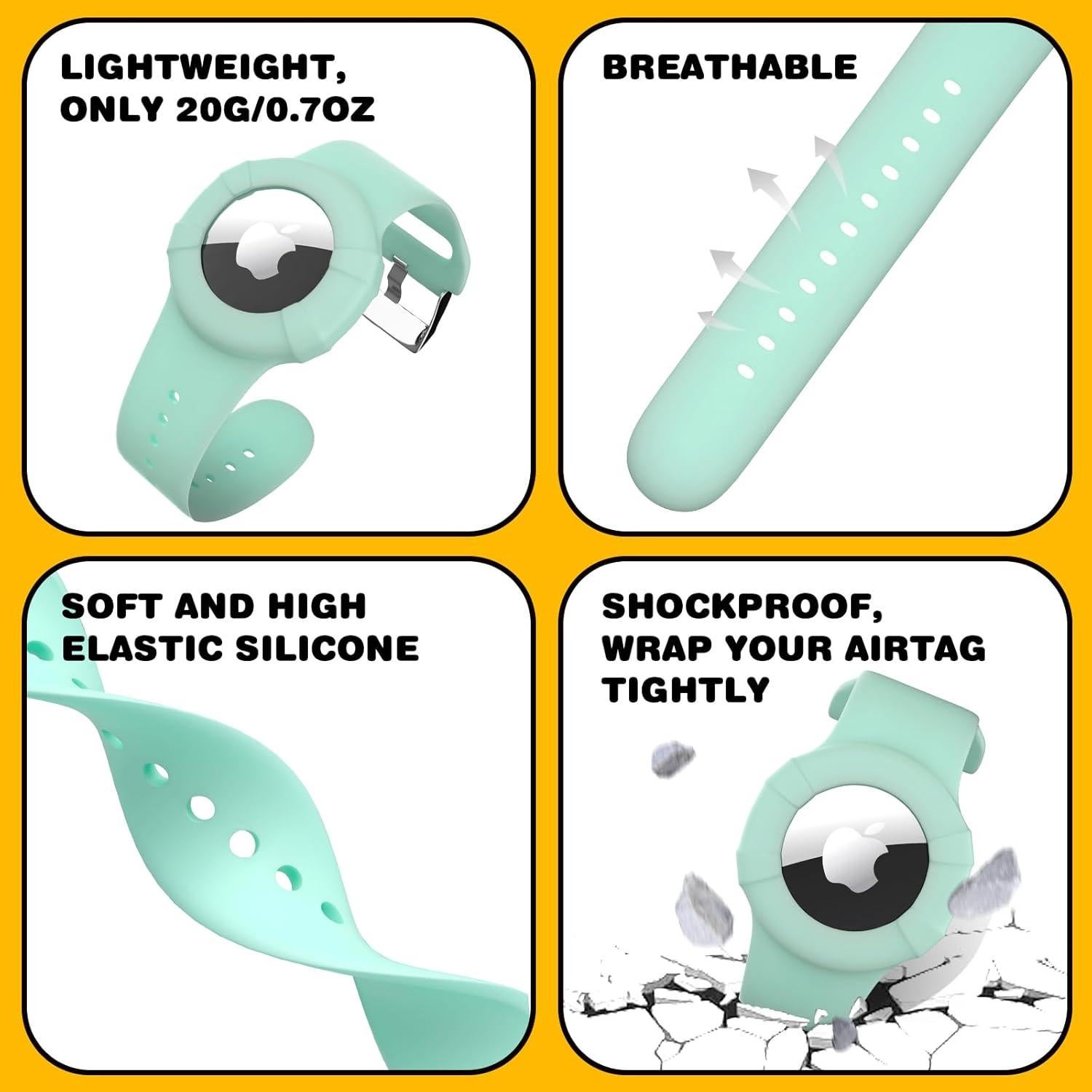 Pulseras ARTACHE para AirTag Niños Silicona Verde/Púrpura