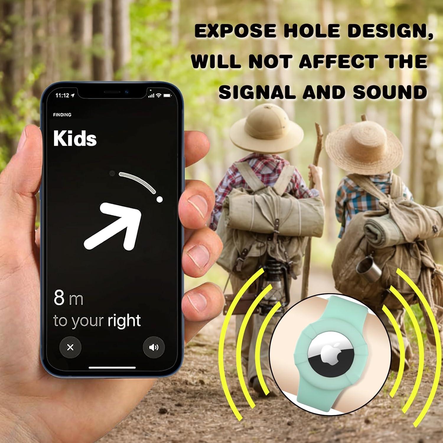 Pulseras ARTACHE para AirTag Niños Silicona Verde/Púrpura