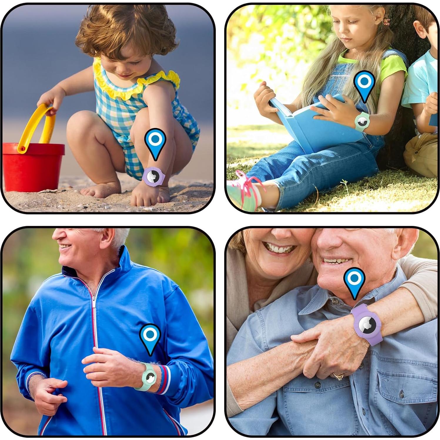 Pulseras ARTACHE para AirTag Niños Silicona Verde/Púrpura