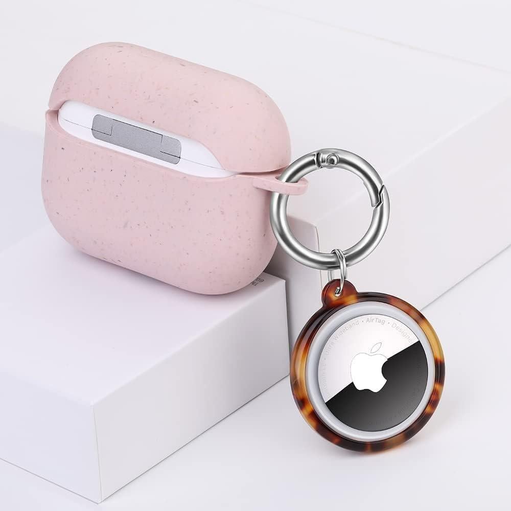 2 Pack Resin Airtag Case Holder with Airtag Keychain, Dropproof AirTag Keychain Cover, Full-Body Shockproof,Portable AirTag Case for Keys, Luggage,Wallet,Cat,Dog (Ivory + Tortoise Tortoise)