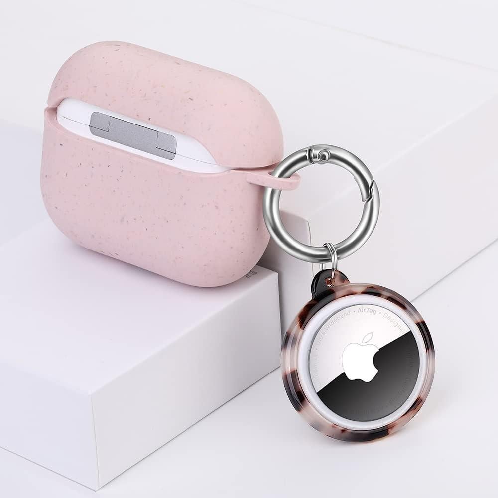 2 Pack Resin Airtag Case Holder with Airtag Keychain, Dropproof AirTag Keychain Cover, Full-Body Shockproof,Portable AirTag Case for Keys, Luggage,Wallet,Cat,Dog (Ivory + Tortoise Tortoise)