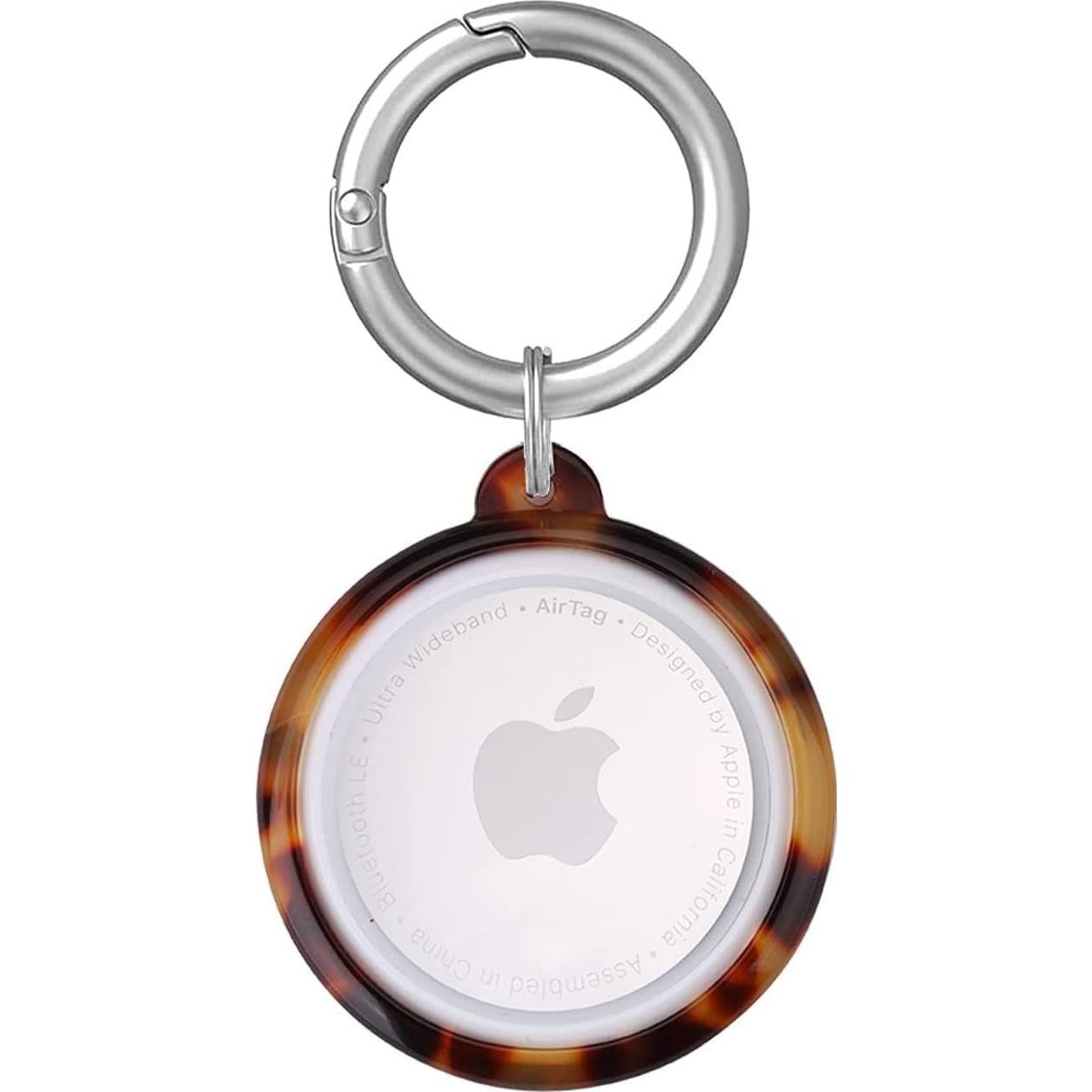 2 Pack Resin Airtag Case Holder with Airtag Keychain, Dropproof AirTag Keychain Cover, Full-Body Shockproof,Portable AirTag Case for Keys, Luggage,Wallet,Cat,Dog (Ivory + Tortoise Tortoise)