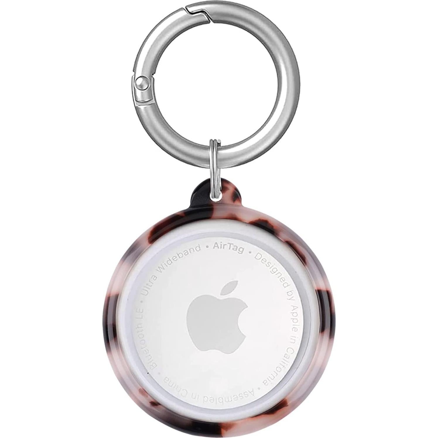 2 Pack Resin Airtag Case Holder with Airtag Keychain, Dropproof AirTag Keychain Cover, Full-Body Shockproof,Portable AirTag Case for Keys, Luggage,Wallet,Cat,Dog (Ivory + Tortoise Tortoise)