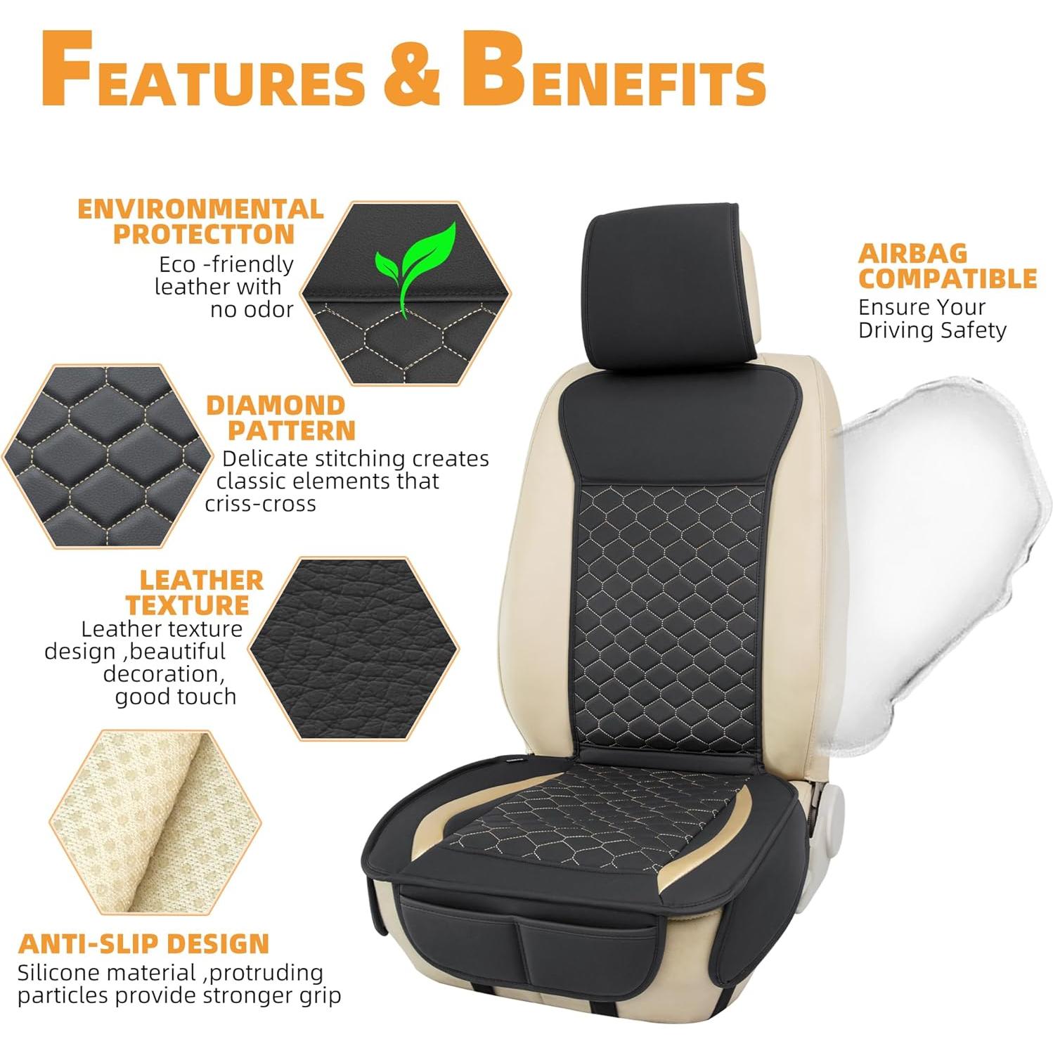 Fundas de Asiento Delantero Elantrip 4808-GD Universal Negro/Dorado