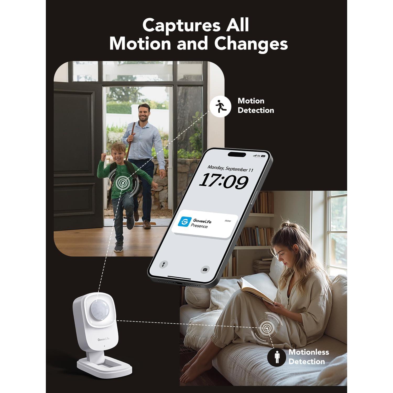 Sensor de Presencia GoveeLife H5127 Wi-Fi 2.4GHz Radar PIR