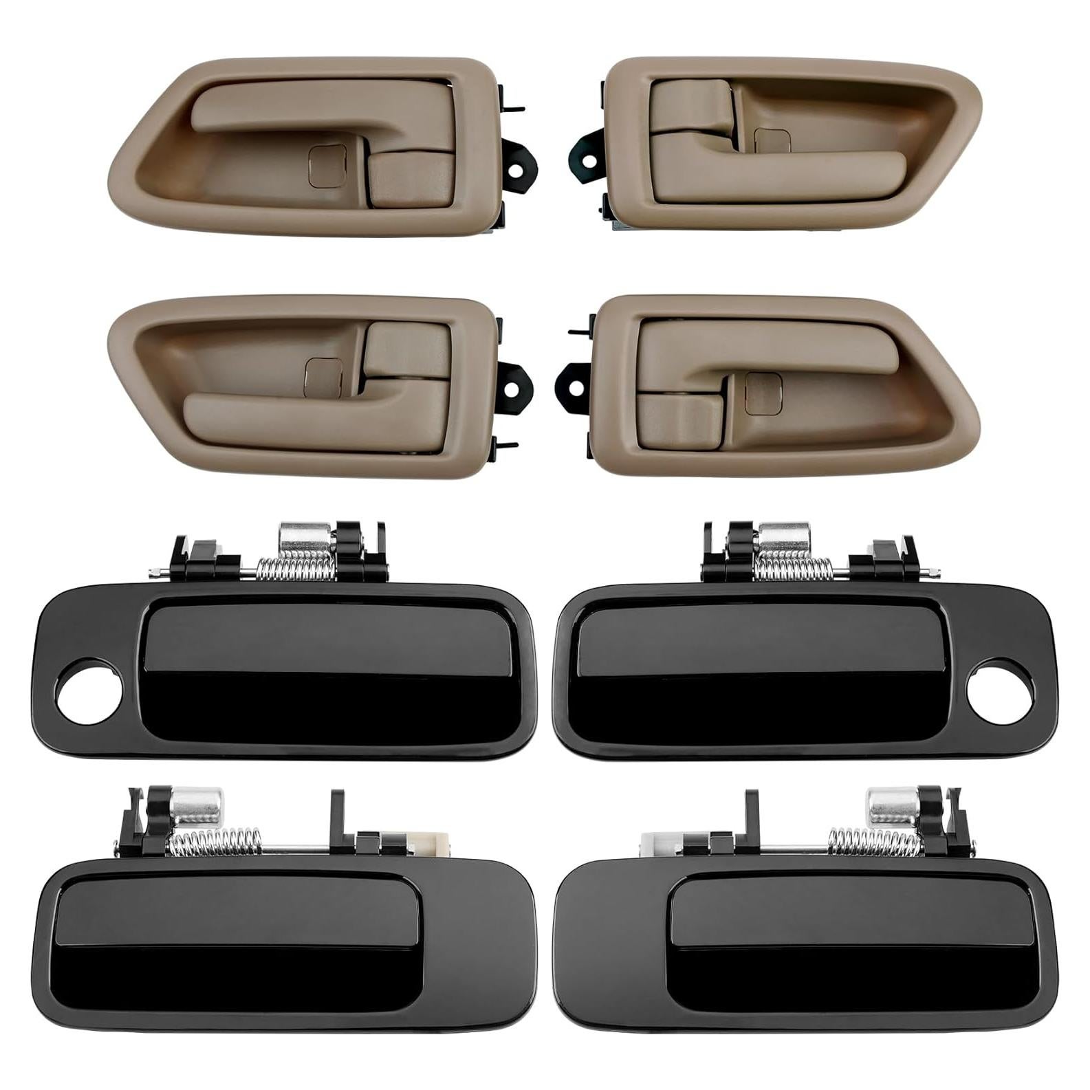 Gledewen Exterior & Interior Door Handle Set, Beige, Compatible with 1997-2001 Toyota Camry, Front & Rear & Left & Right, 6922033040, 6921033040, 6927733020, 6927833020, Driver Passenger Handle
