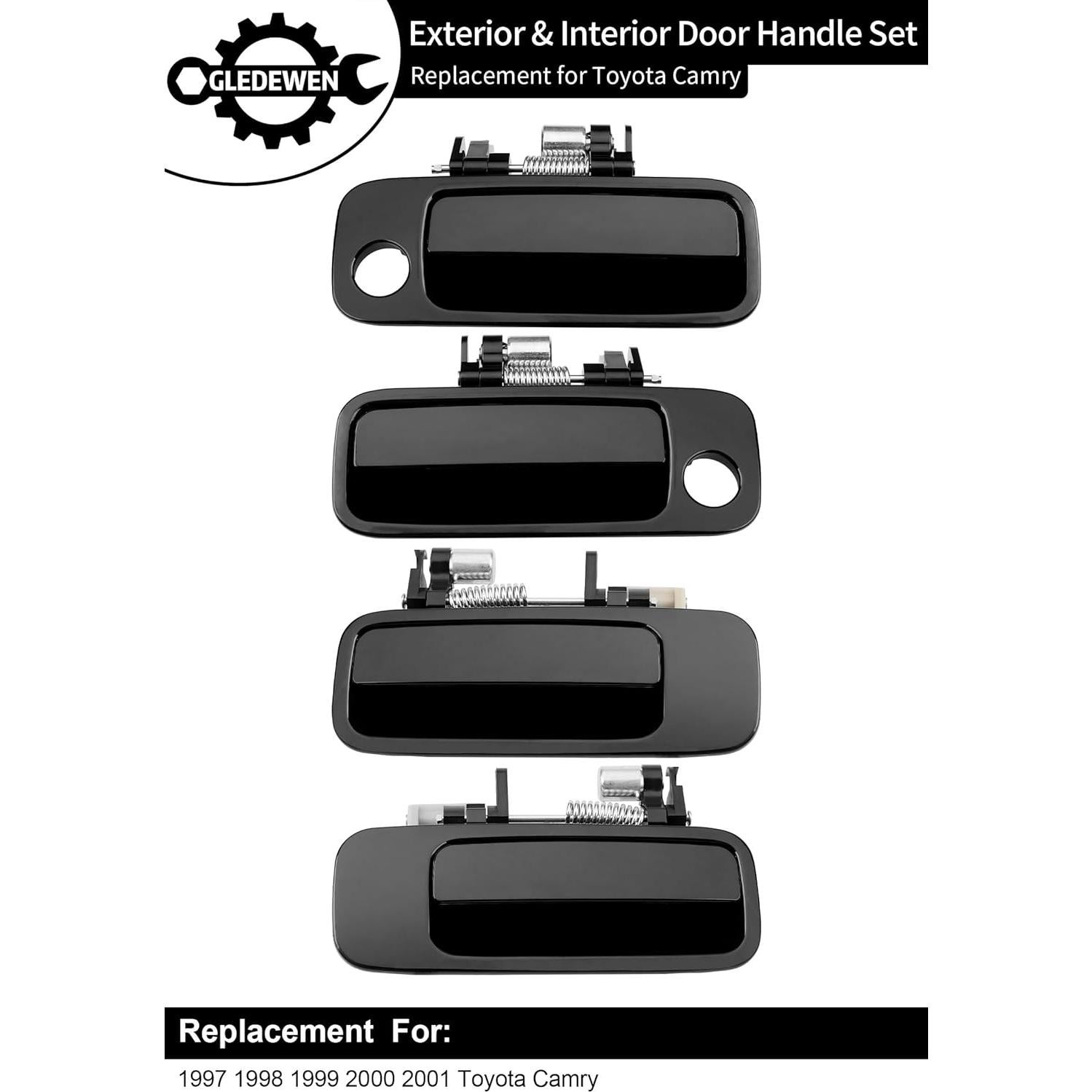 Gledewen Exterior & Interior Door Handle Set, Beige, Compatible with 1997-2001 Toyota Camry, Front & Rear & Left & Right, 6922033040, 6921033040, 6927733020, 6927833020, Driver Passenger Handle