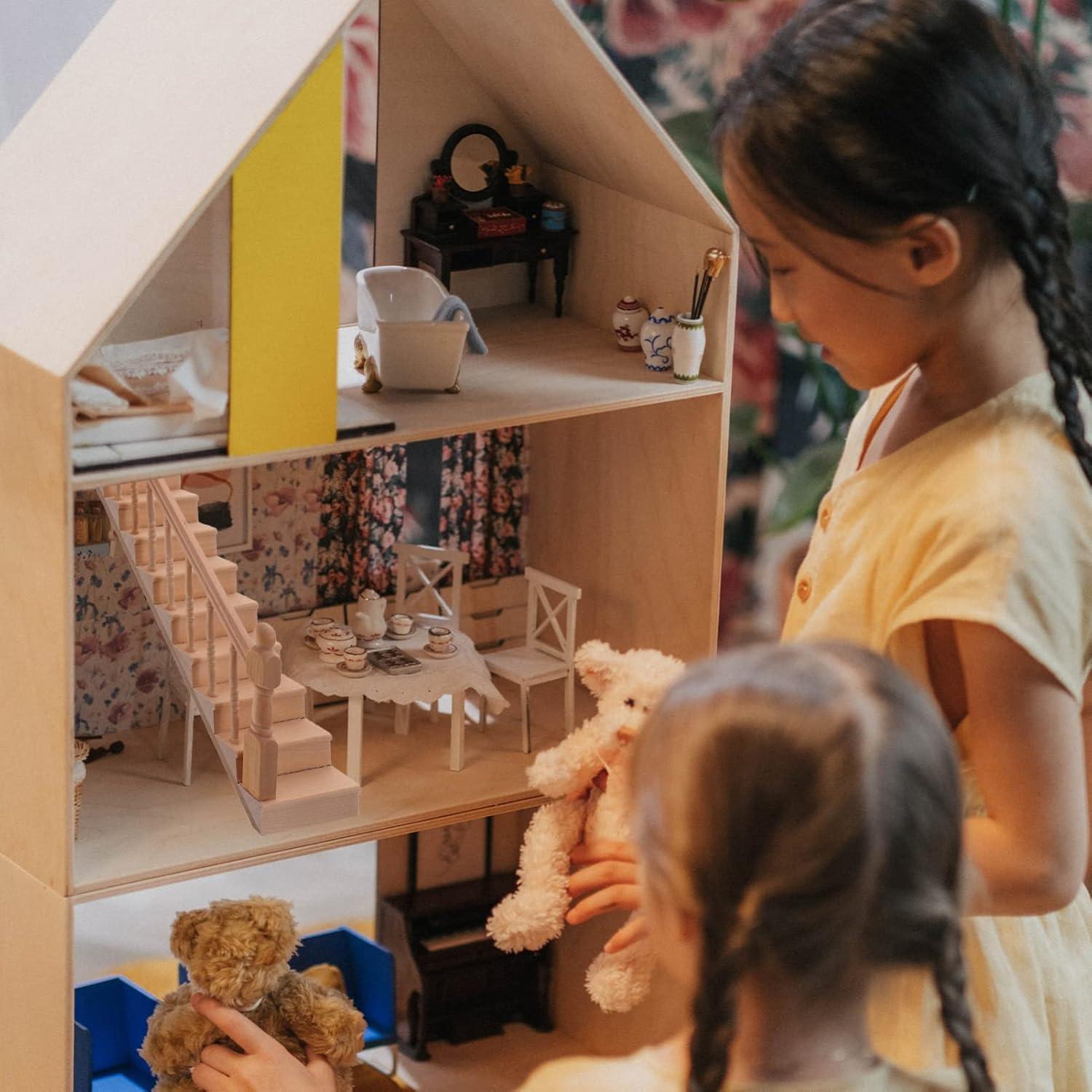 Escalera Miniatura 1:12 DOITOOL de Madera para Casa de Muñecas