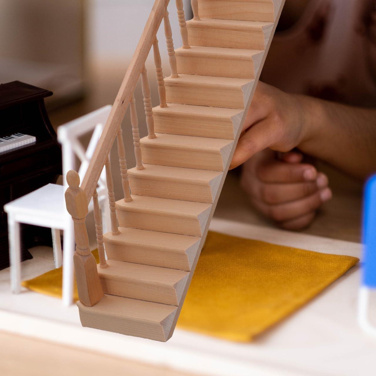 Escalera Miniatura 1:12 DOITOOL de Madera para Casa de Muñecas