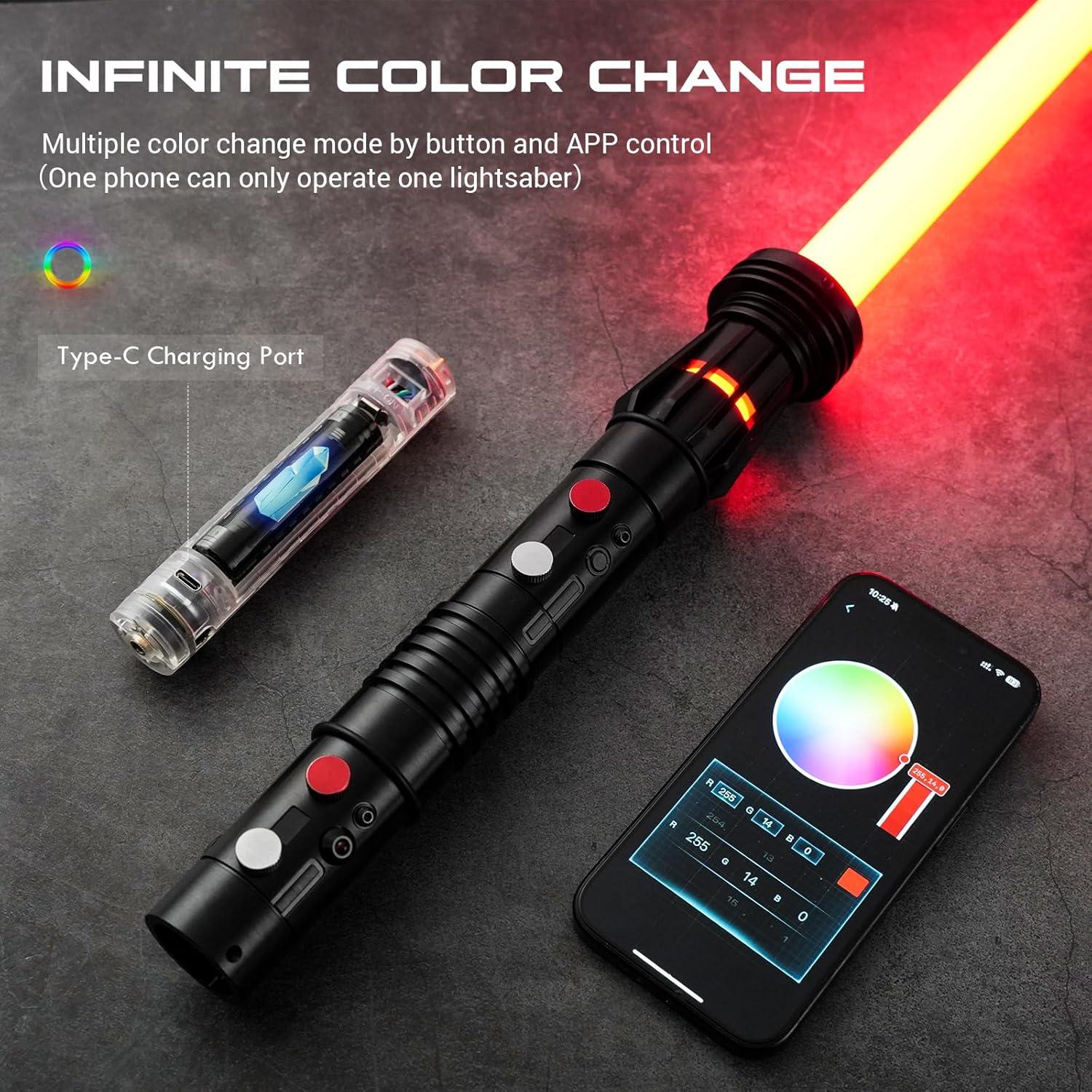 Sable de Luz DAMIENSABER RGB 3.0 82 cm Doble Hoja con Sonido