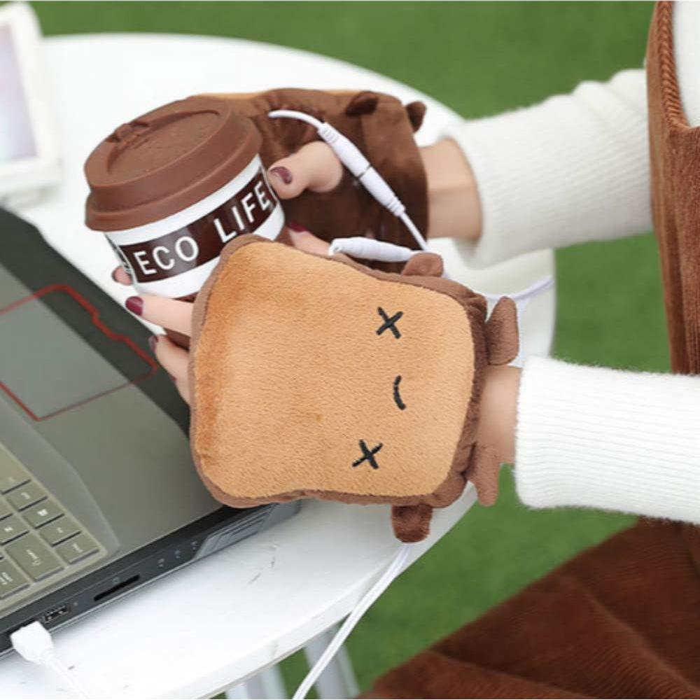 Guantes Calentadores de Manos USB Kbinter Talla Única Marrón