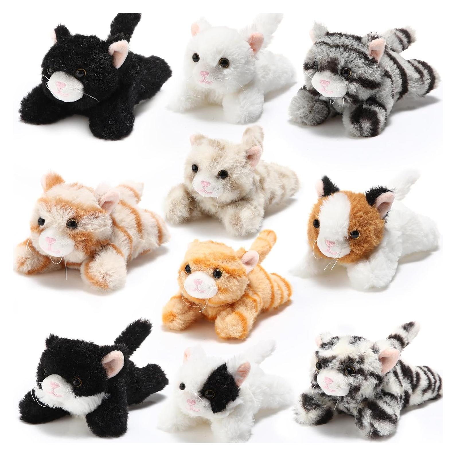 Conjunto de 10 Gatitos de Peluche Lenwen Suaves 14 cm