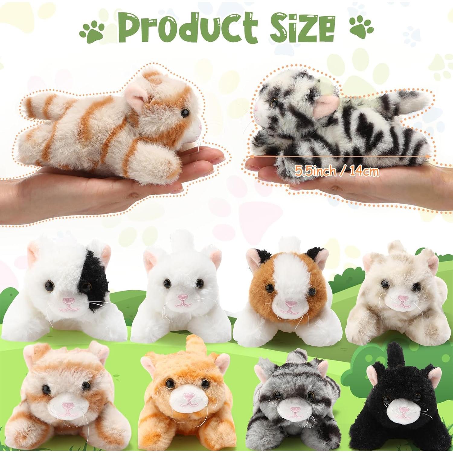 Conjunto de 10 Gatitos de Peluche Lenwen Suaves 14 cm