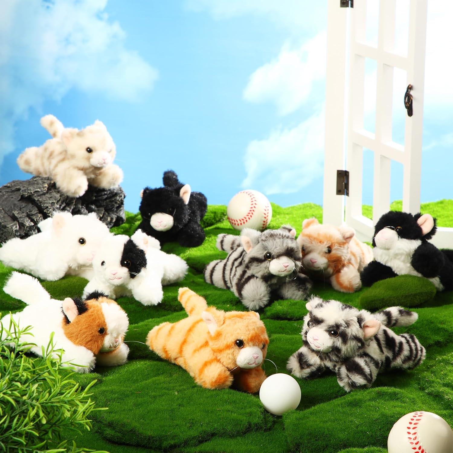 Conjunto de 10 Gatitos de Peluche Lenwen Suaves 14 cm