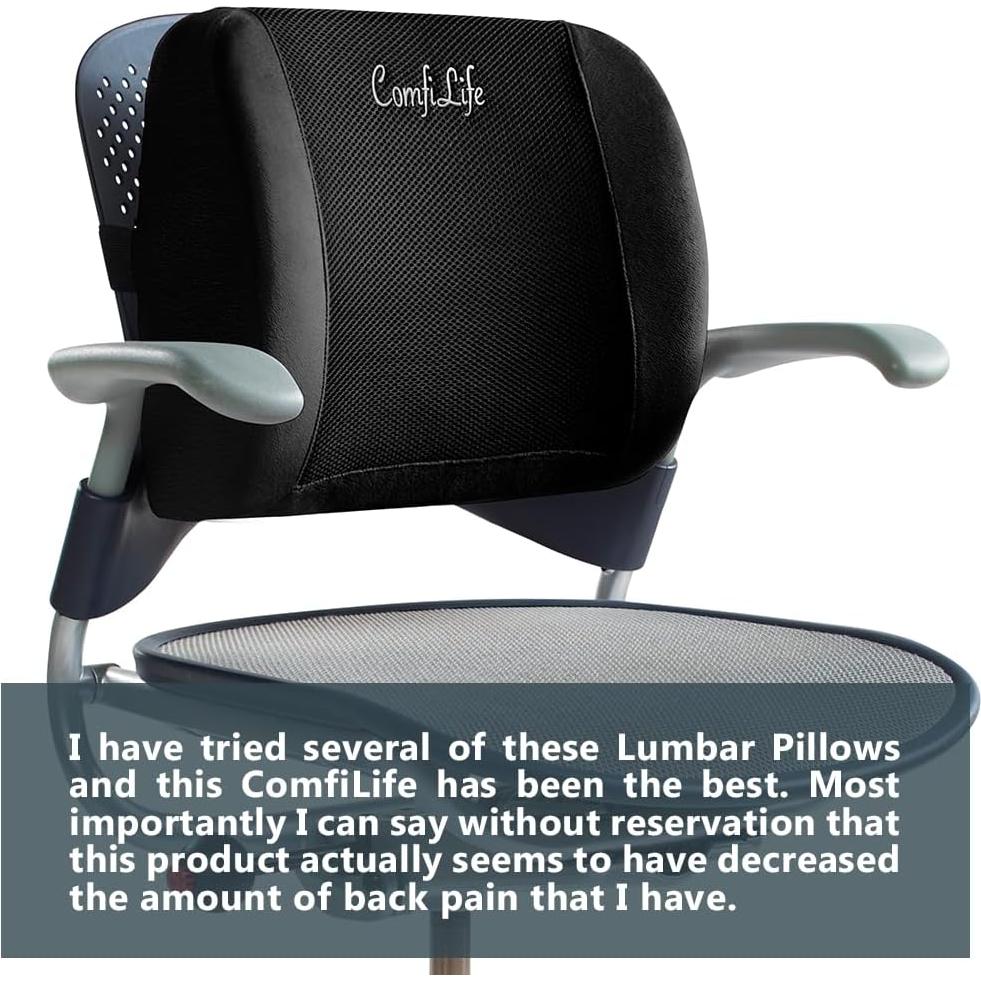 Cojín Lumbar CojiLife Espuma Viscoelástica Ajustable Negro