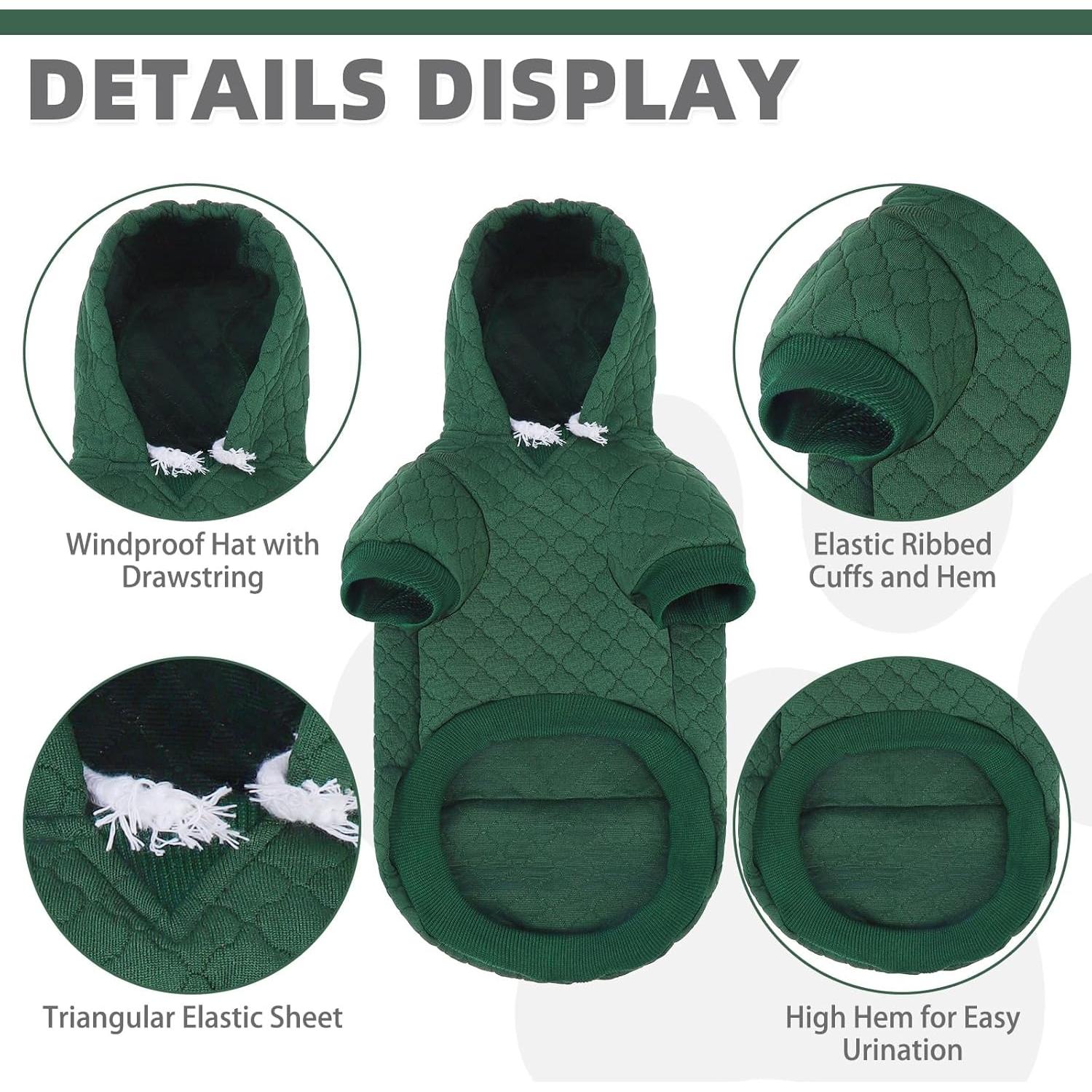 Sudadera para Perros KOOLTAIL Verde con Gorra y Bolsillo