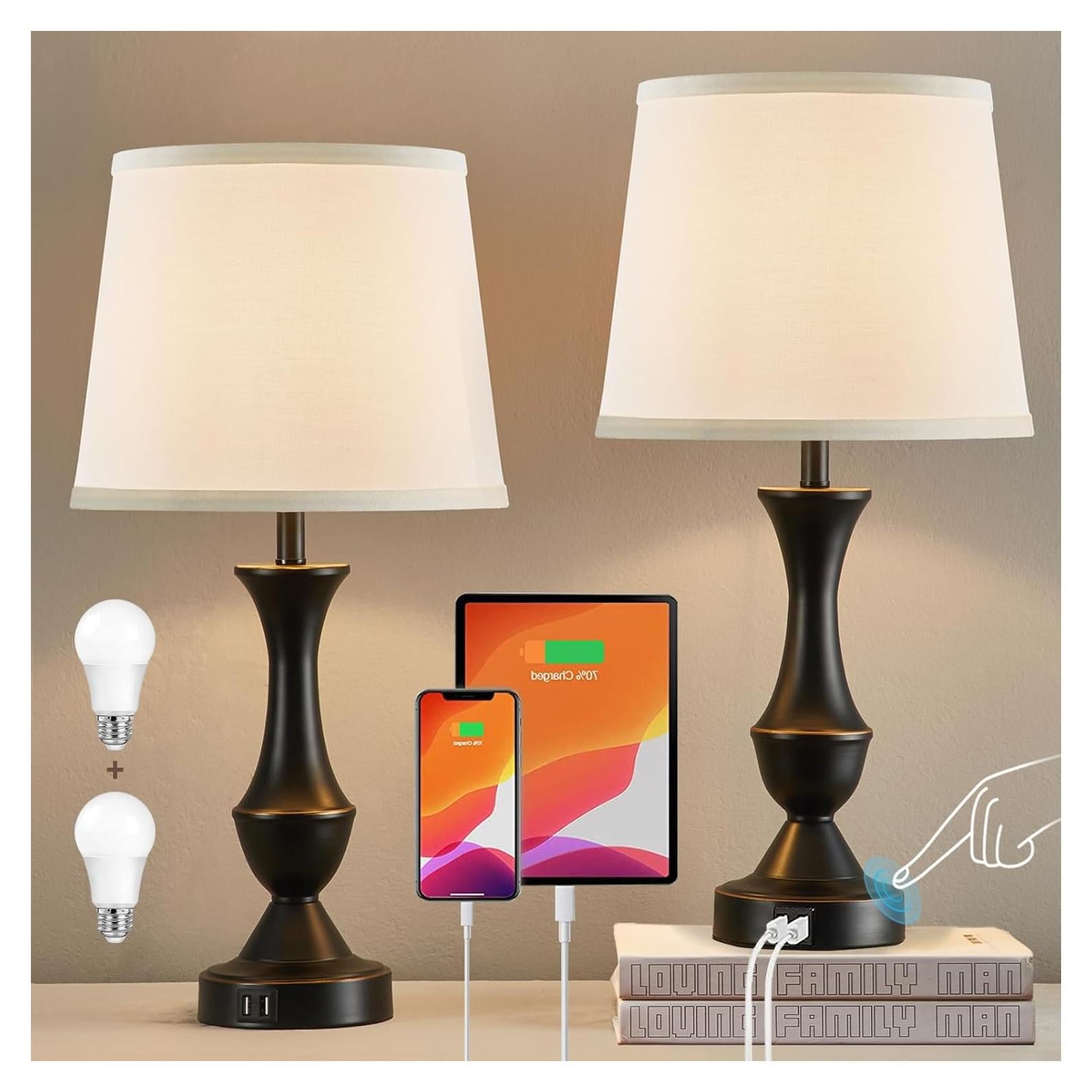 Juego de Lámparas de Mesa Táctiles Luvkczc 56 cm USB Regulables