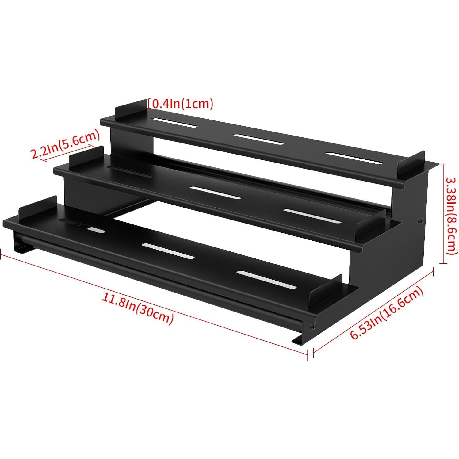 Organizador de Especias STWWO 3 Niveles Metal Negro 2 Paquetes