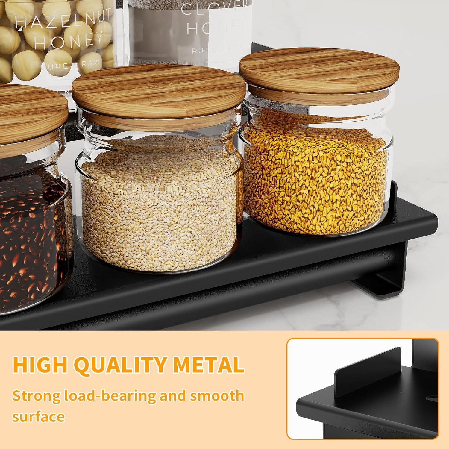 Organizador de Especias STWWO 3 Niveles Metal Negro 2 Paquetes