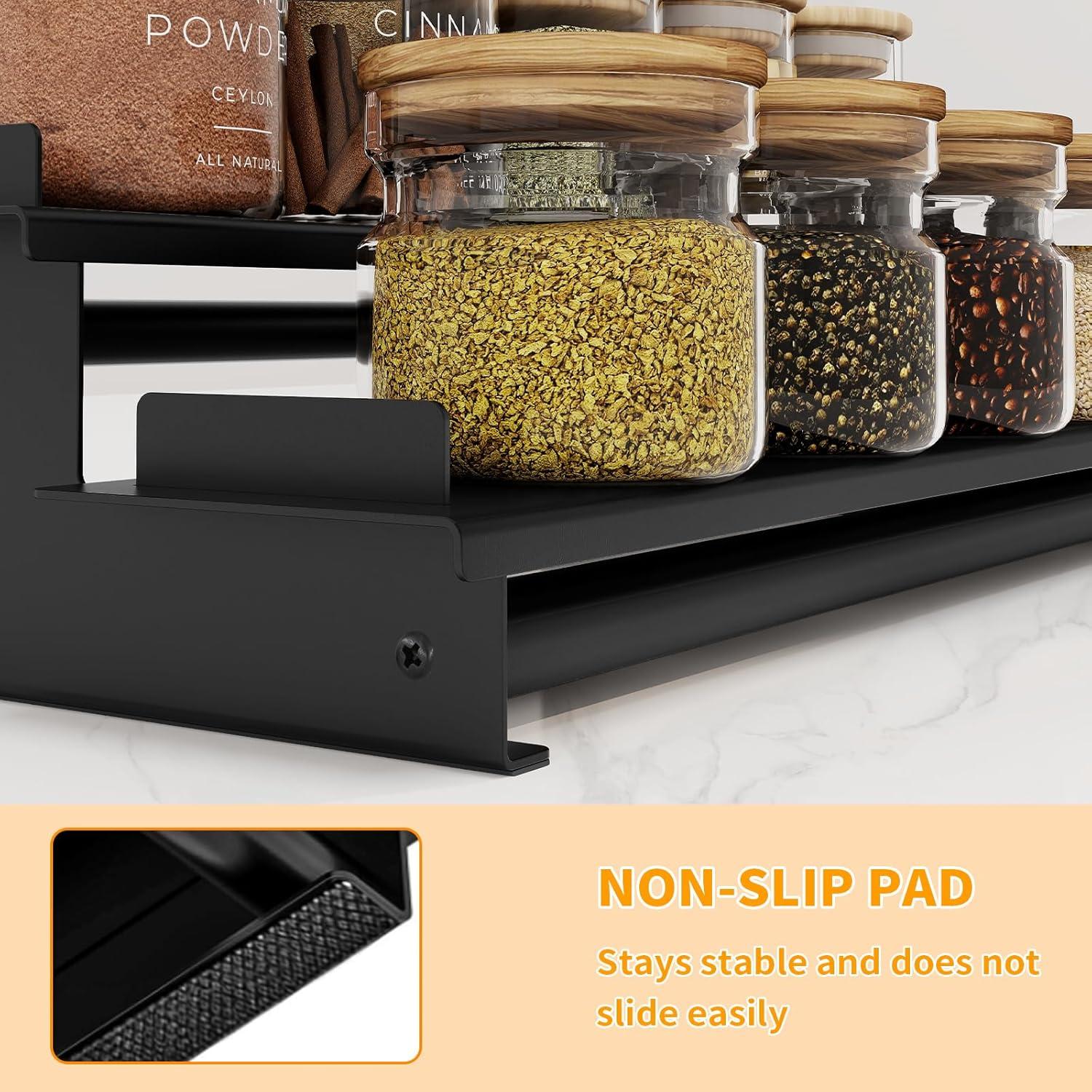 Organizador de Especias STWWO 3 Niveles Metal Negro 2 Paquetes