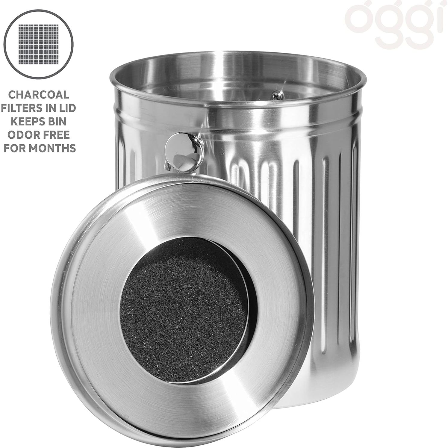 Bin de Compostaje OGGI 3.8L Acero Inoxidable con Filtro