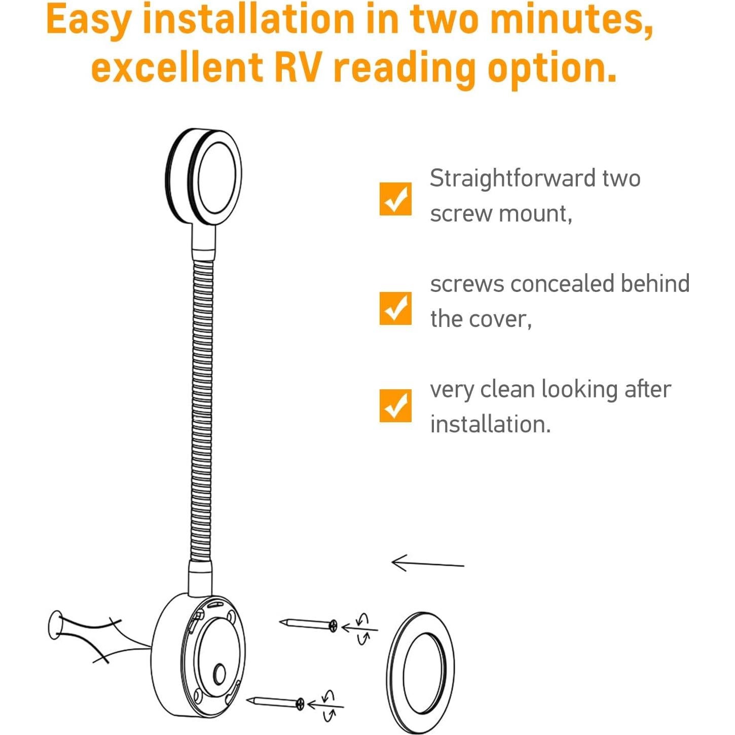 Lámpara de Lectura LED Acegoo 12V Flexible USB 2 Pcs