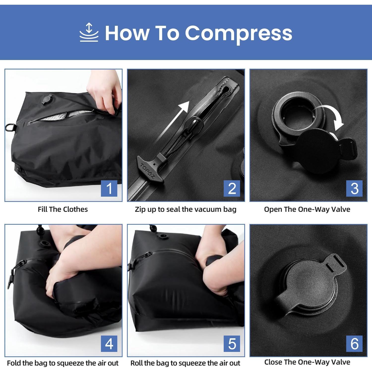 BAGAIL Bolsa de Vacío Grande Negra para Viaje - Impermeable