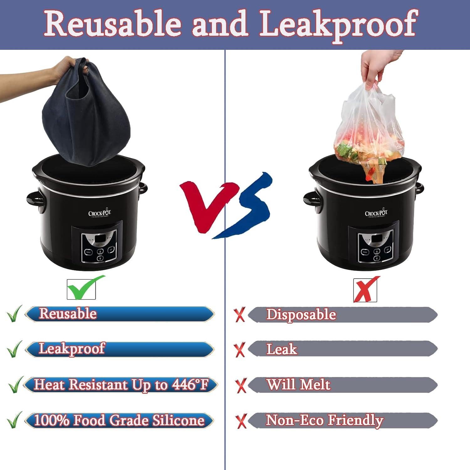 Forros de Silicona Reutilizables Teiwedo para Olla Lenta 6-8 Qt