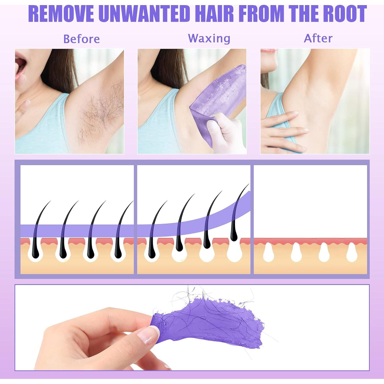 Kit de Cera TIKESI para Depilación - 500ml + 5 Bolsas 400g