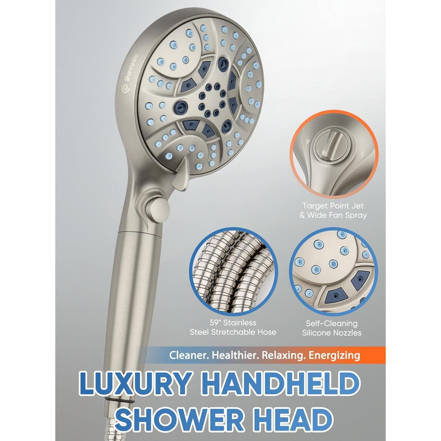 Cabezal de Ducha de Mano Pavezo Alta Presión 10 Modos Filtro