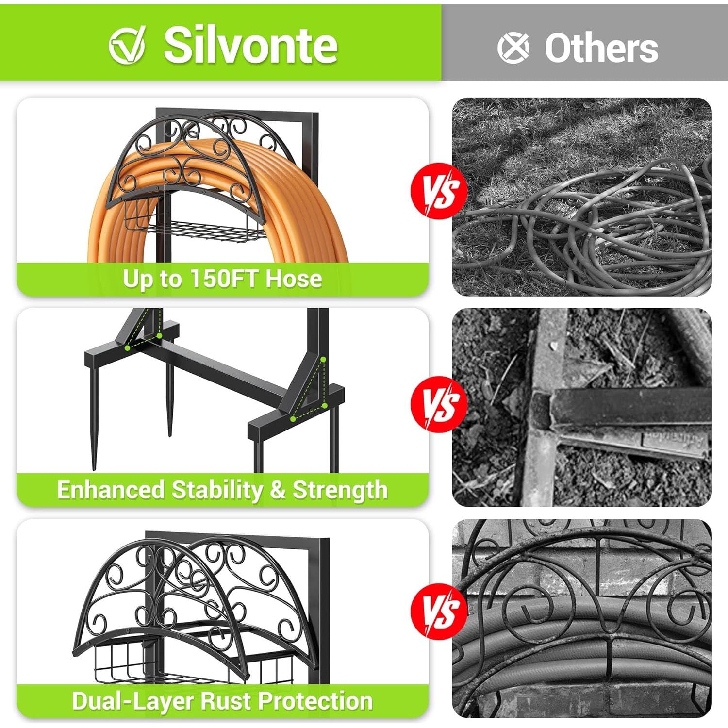 Soporte para Manguera de Jardín Silvonte con Canasta 46m