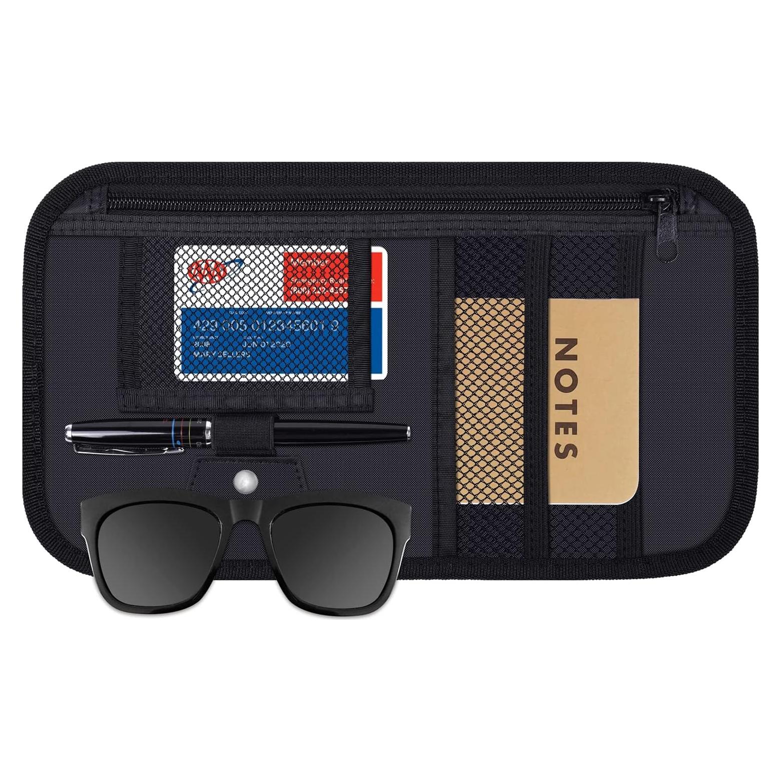 Organizador de Visera de Coche Wisdompro Negro con Bolsillos