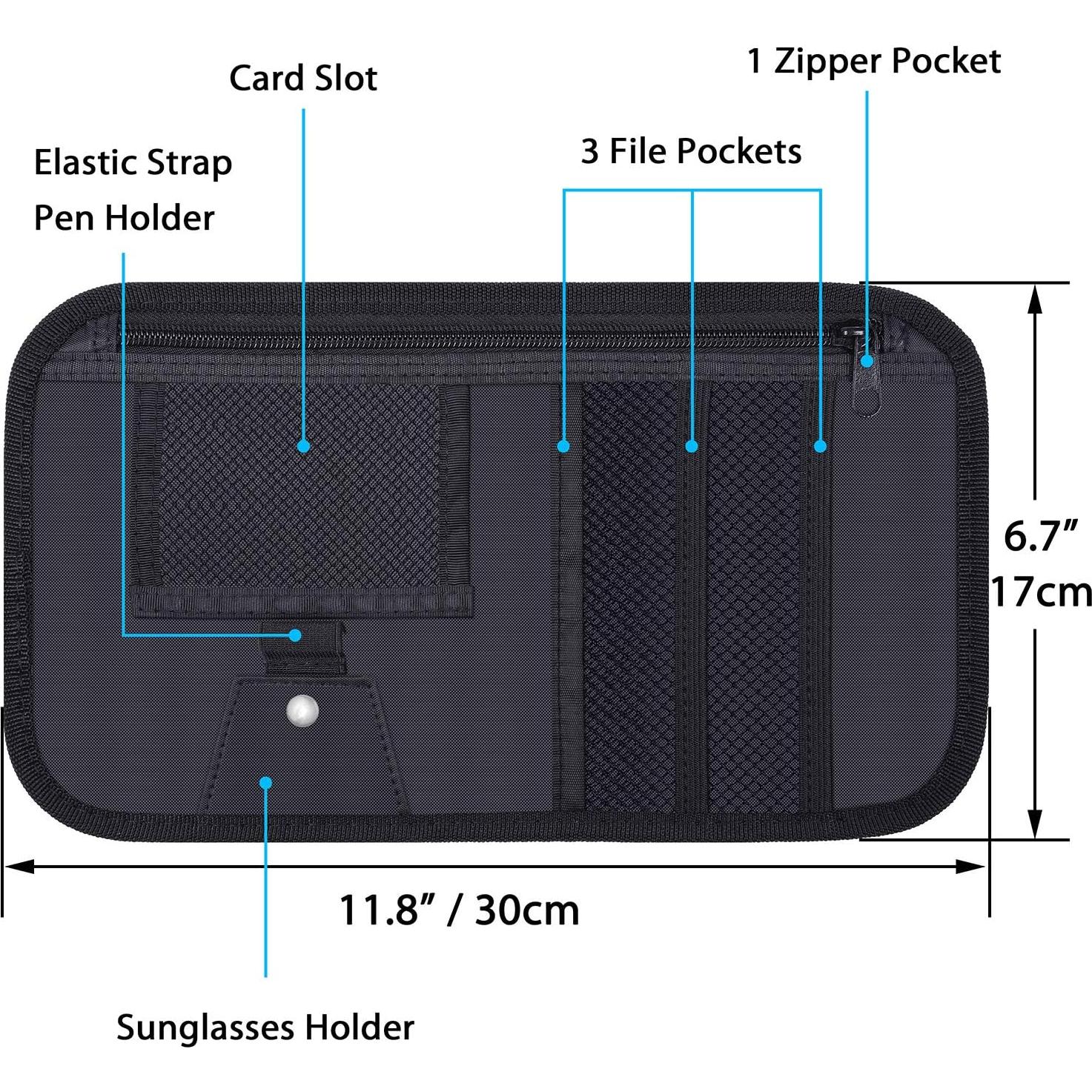 Organizador de Visera de Coche Wisdompro Negro con Bolsillos