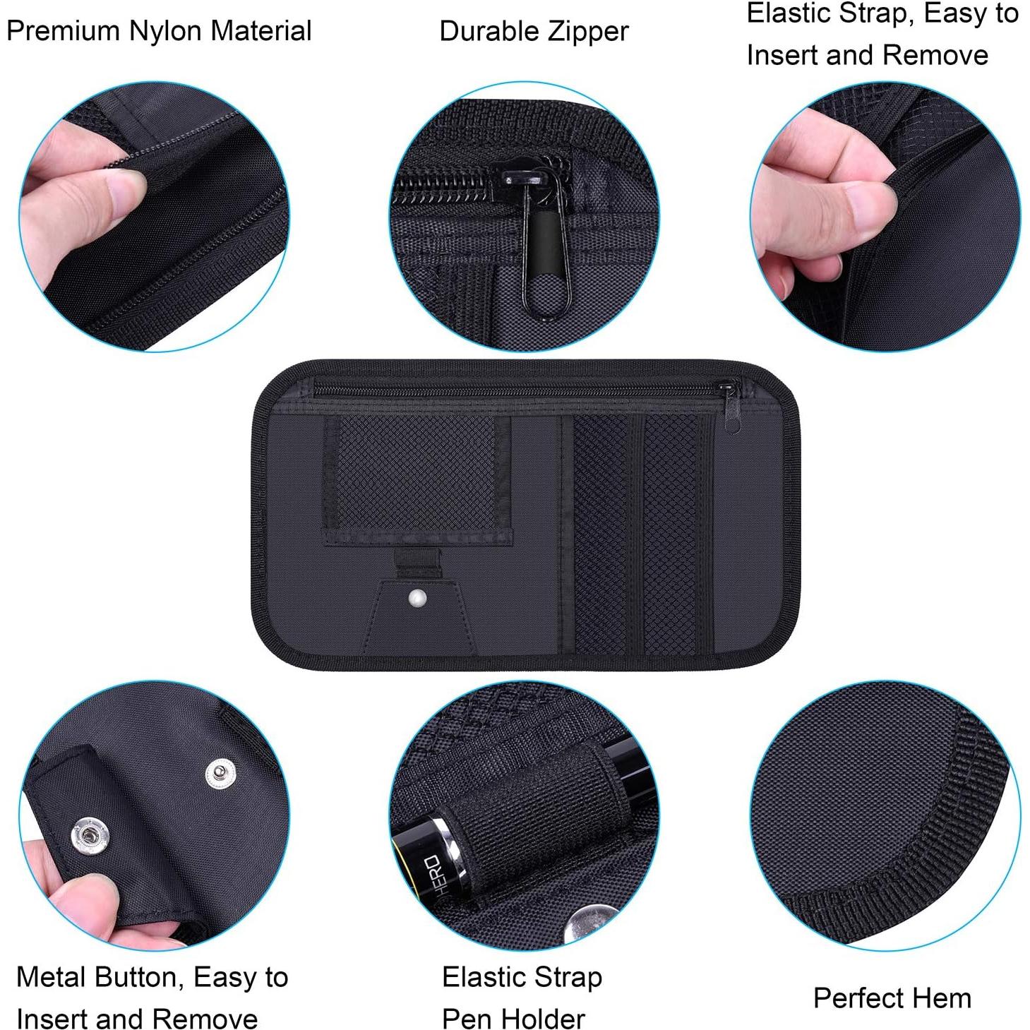 Organizador de Visera de Coche Wisdompro Negro con Bolsillos