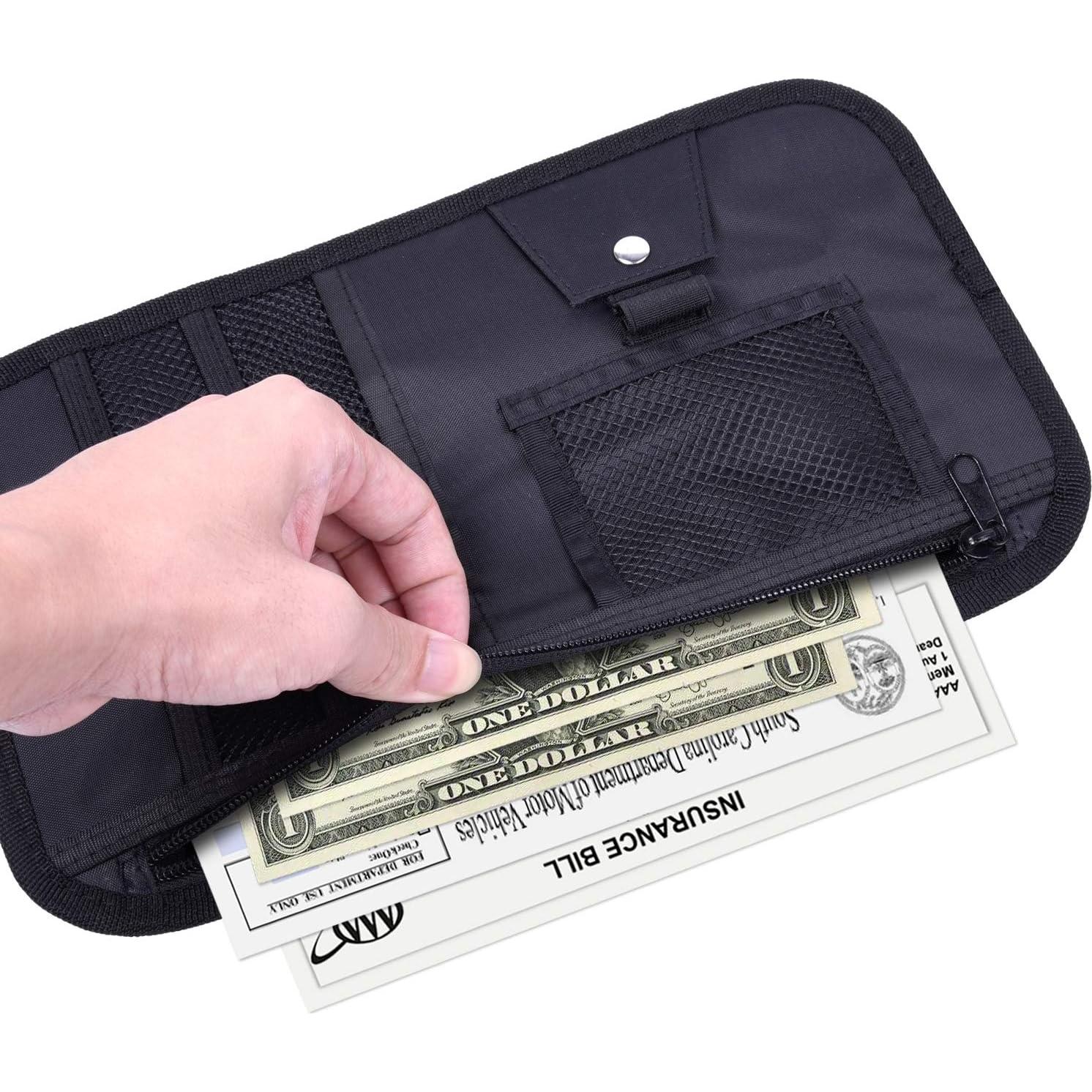 Organizador de Visera de Coche Wisdompro Negro con Bolsillos