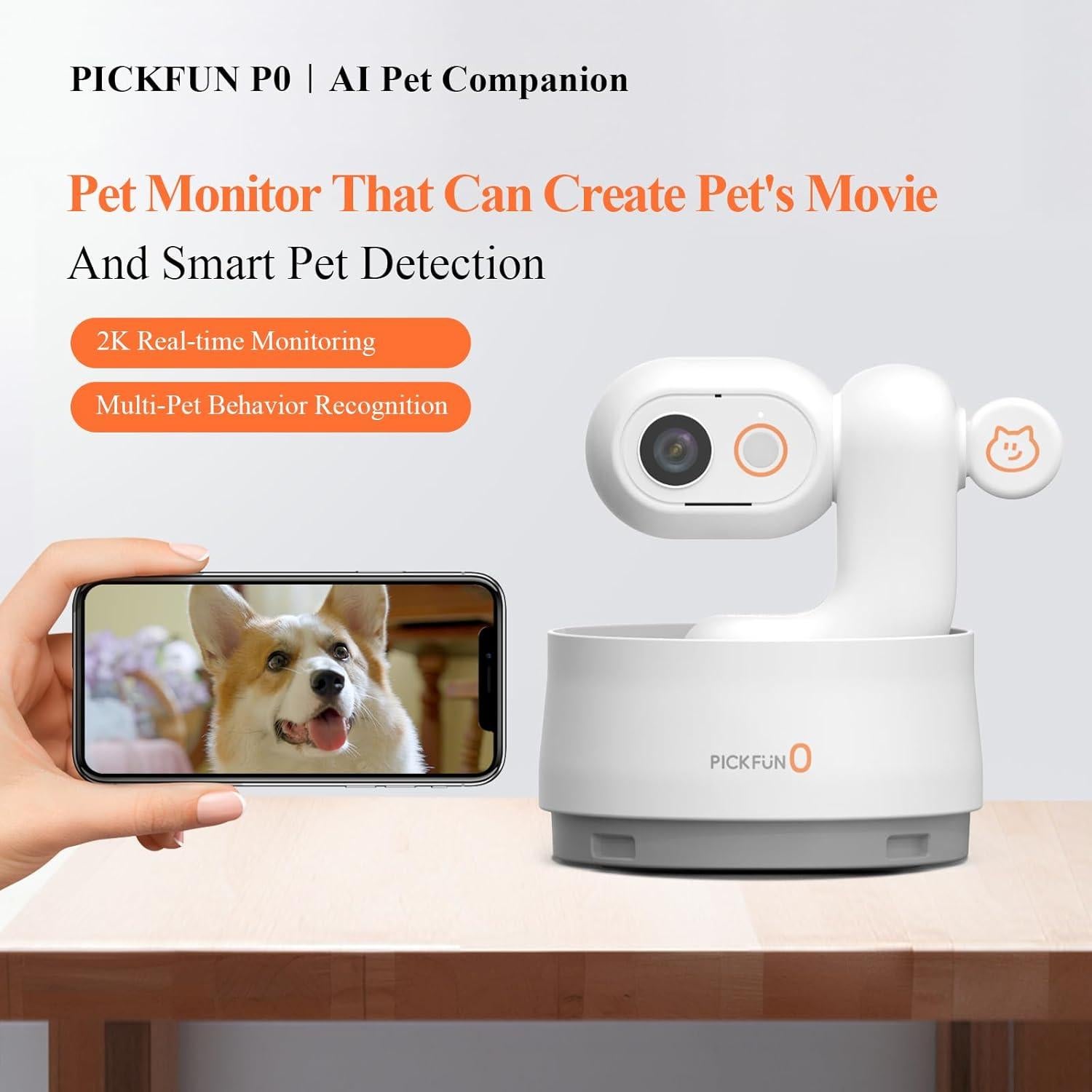 Cámara para Mascotas PICKFUN P0 HD 5MP con Audio Bidireccional