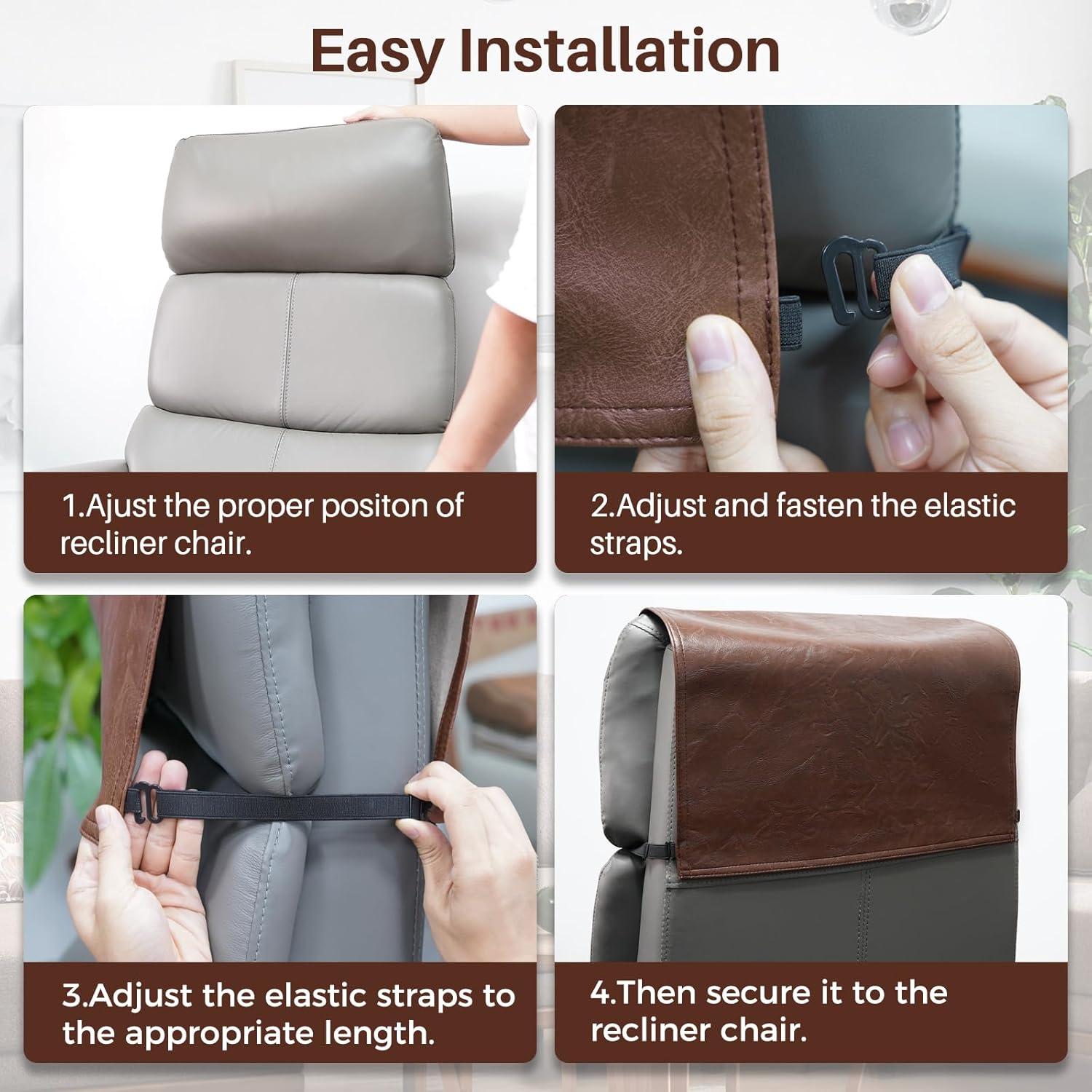 Funda de Reposacabezas NZDWZDN para Silla Reclinable 43x68 cm Marrón