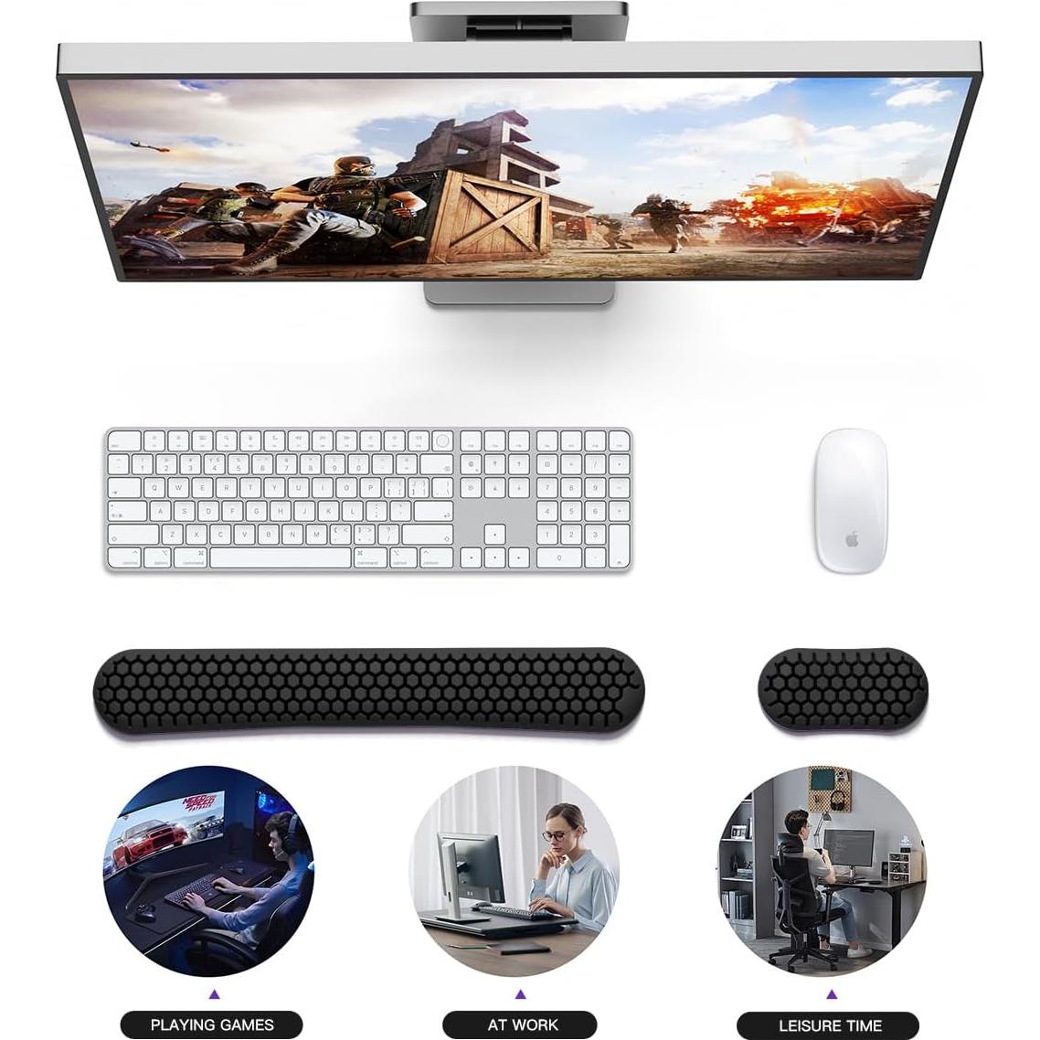 Reposamuñecas ergonómico HEWYIOS en forma de panal - Negro