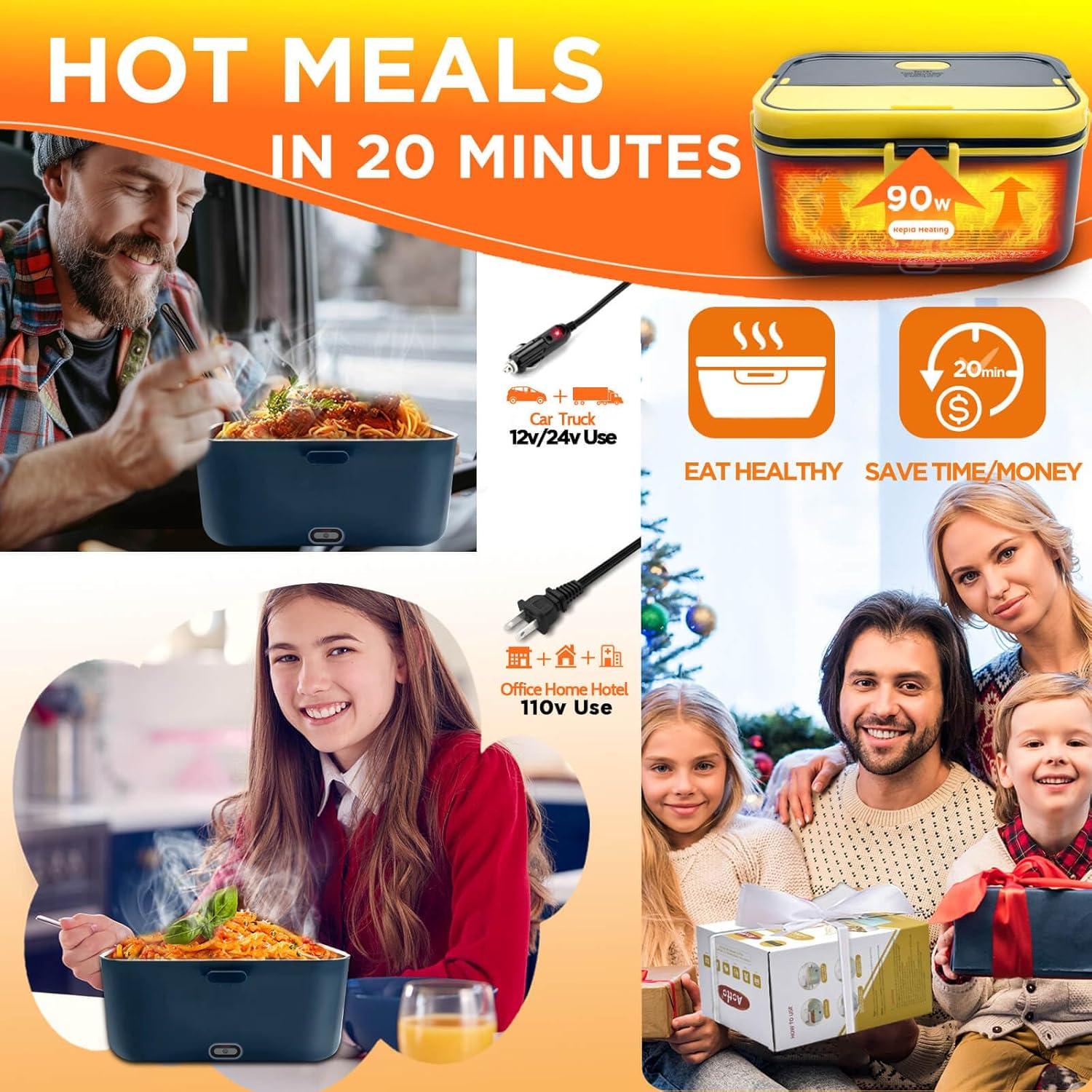 Caja de Almuerzo Eléctrica Aotto 2L 90W Portátil Azul