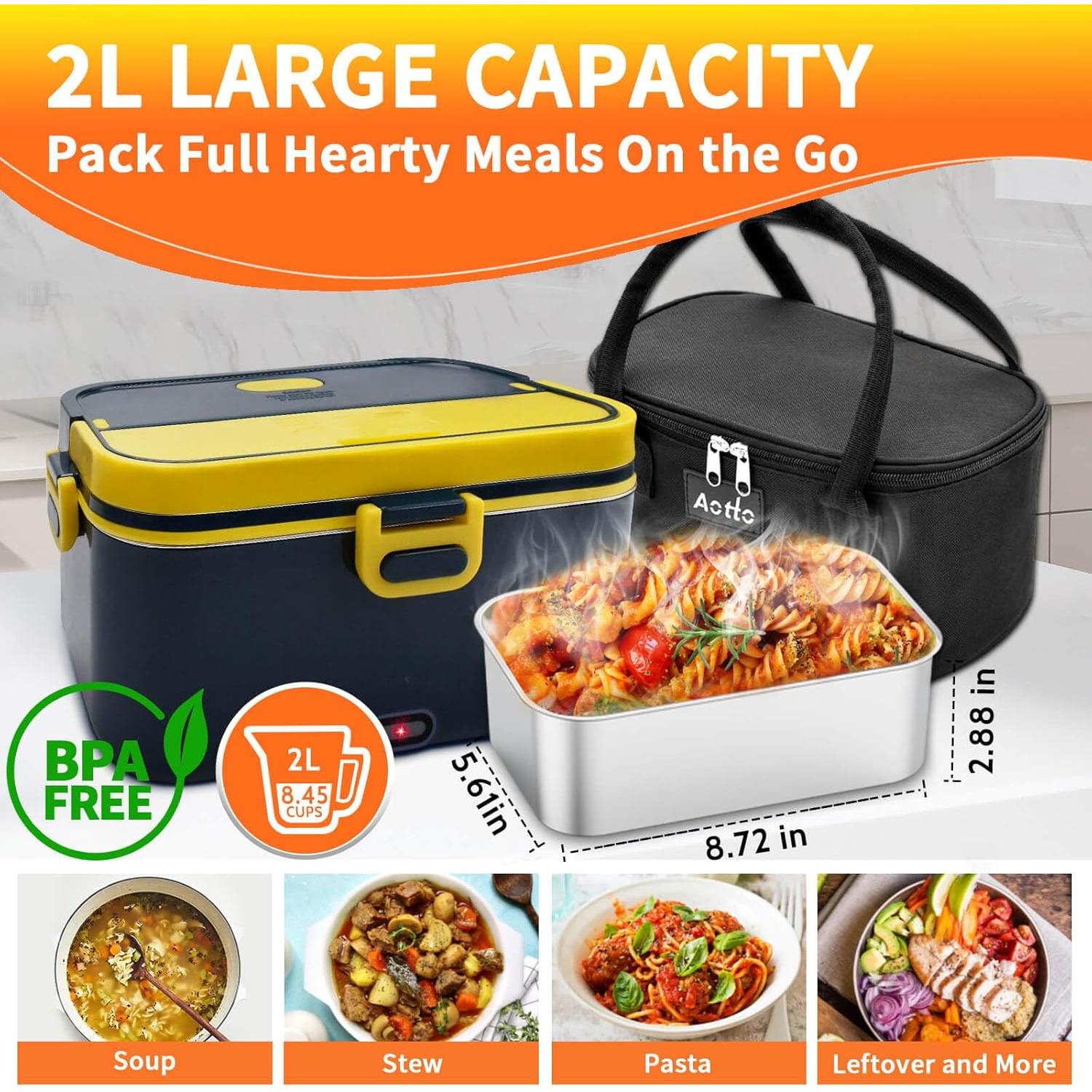 Caja de Almuerzo Eléctrica Aotto 2L 90W Portátil Azul