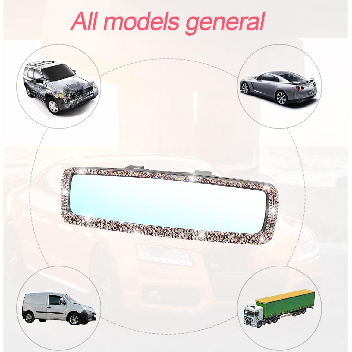 Espejo Retrovisor Trasero BLAU GRUN con Cristales Rhinestone