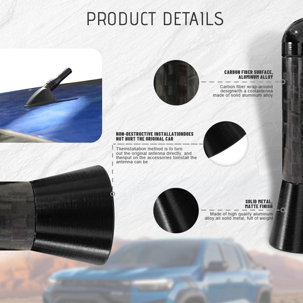 Antena Corta para Coche HAOBO Fibra de Carbono Universal