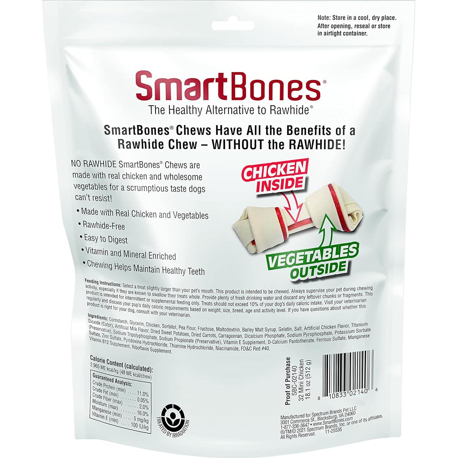 SmartBones Mini Chews 32 Unidades Pollo Real Sin Rawhide