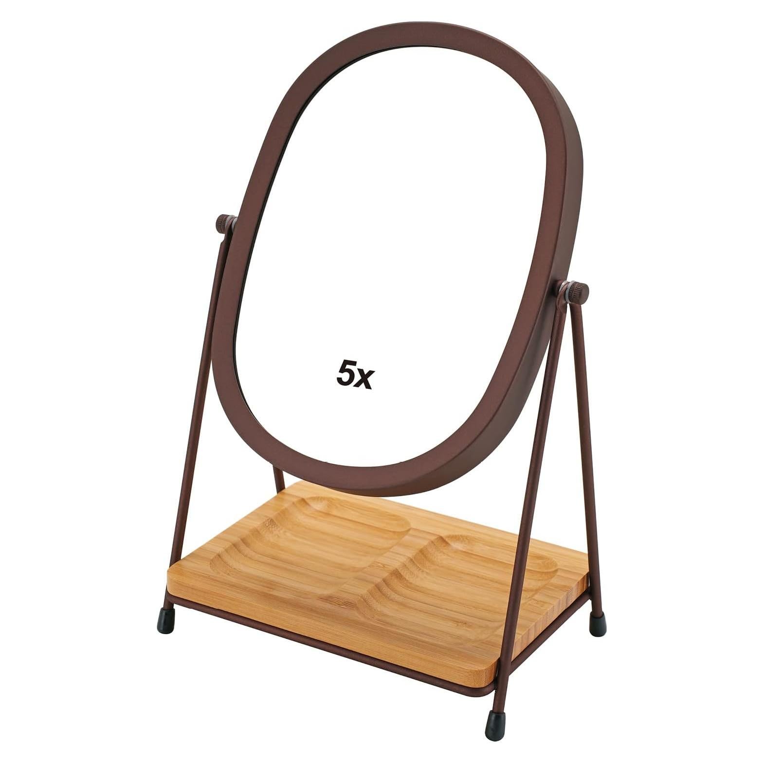 Espejo de Maquillaje JOYOEIKON 5X/1X con Bandeja de Bambú