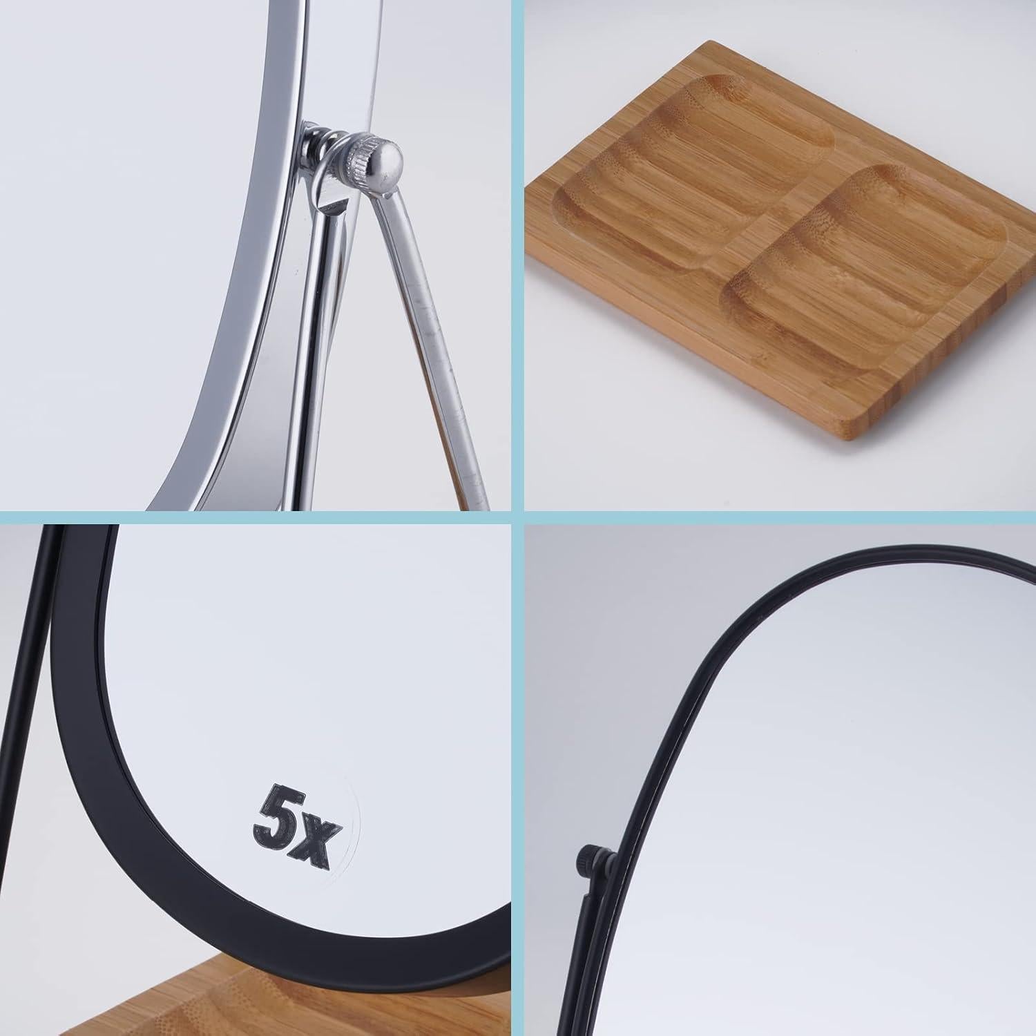 Espejo de Maquillaje JOYOEIKON 5X/1X con Bandeja de Bambú