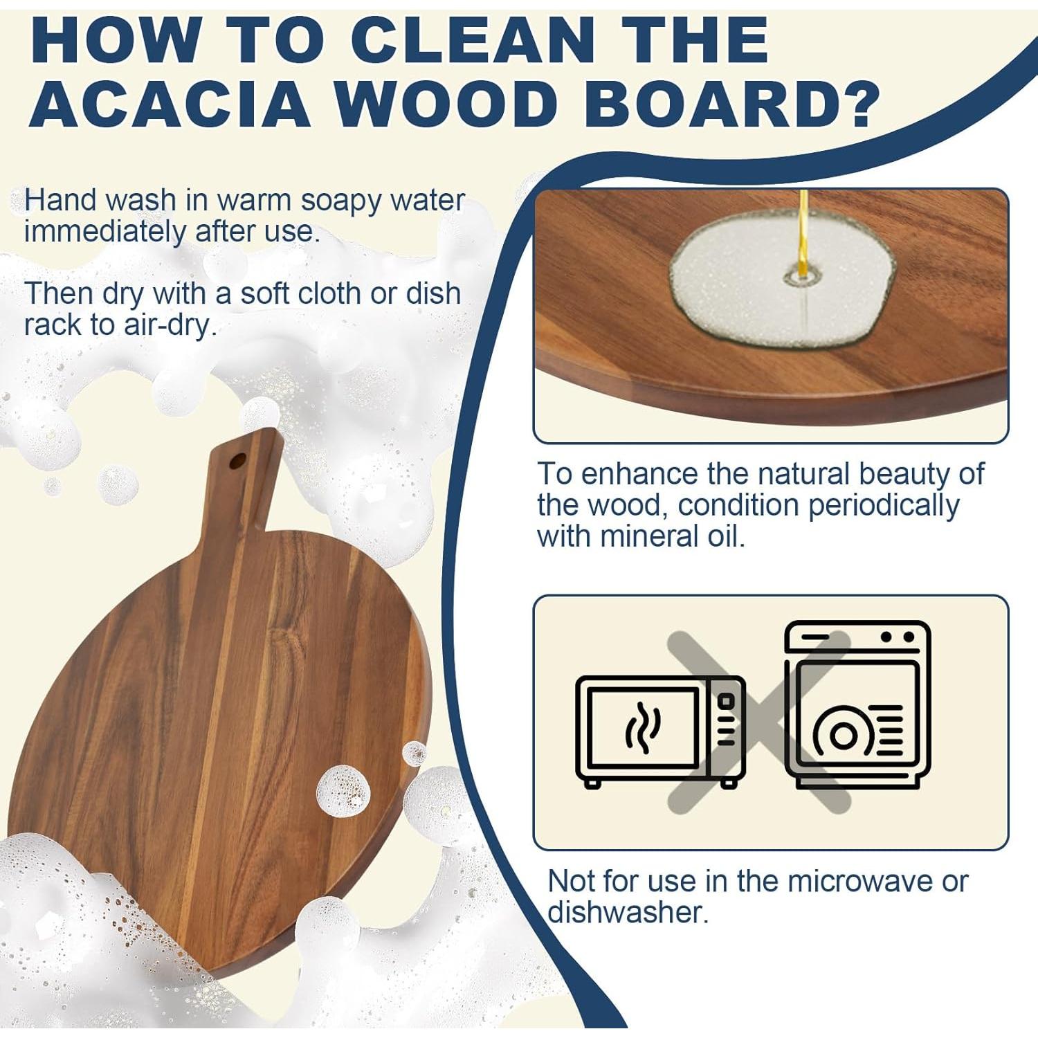 Tabla de cortar redonda Charmlife de madera de acacia 40.6x33 cm