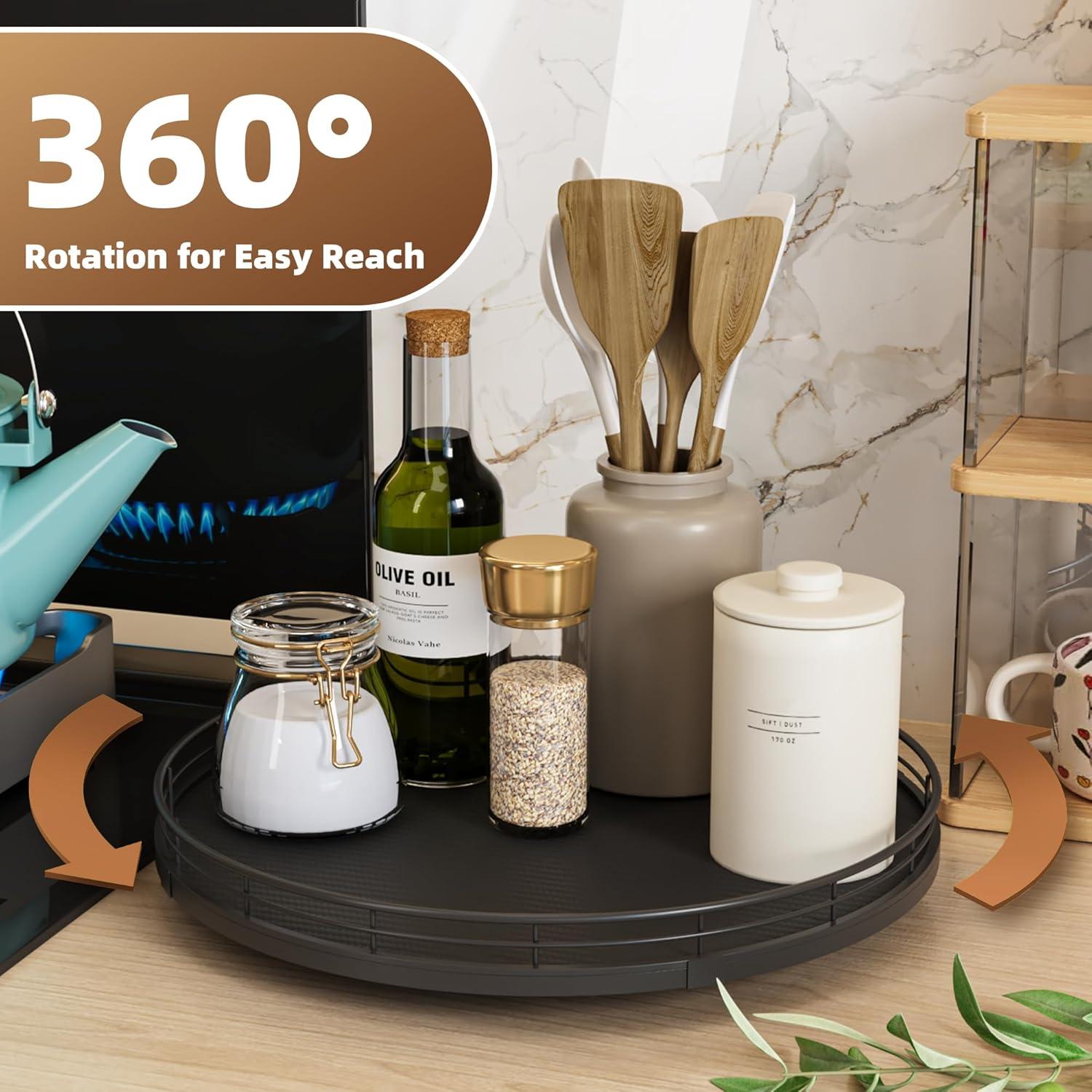 Organizador Giratorio Lazy Susan HGF 33cm Negro para Cocina