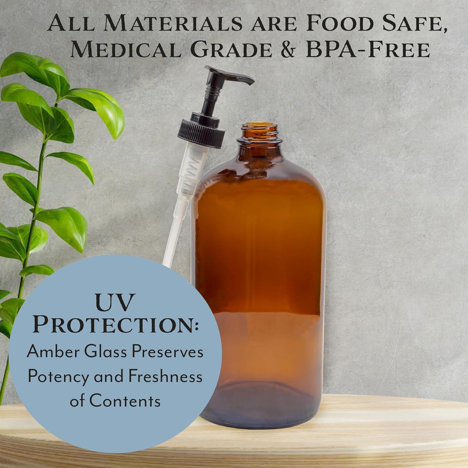 Botellas de Vidrio Ámbar 32 Onzas Cornucopia Brands - Paquete de 2